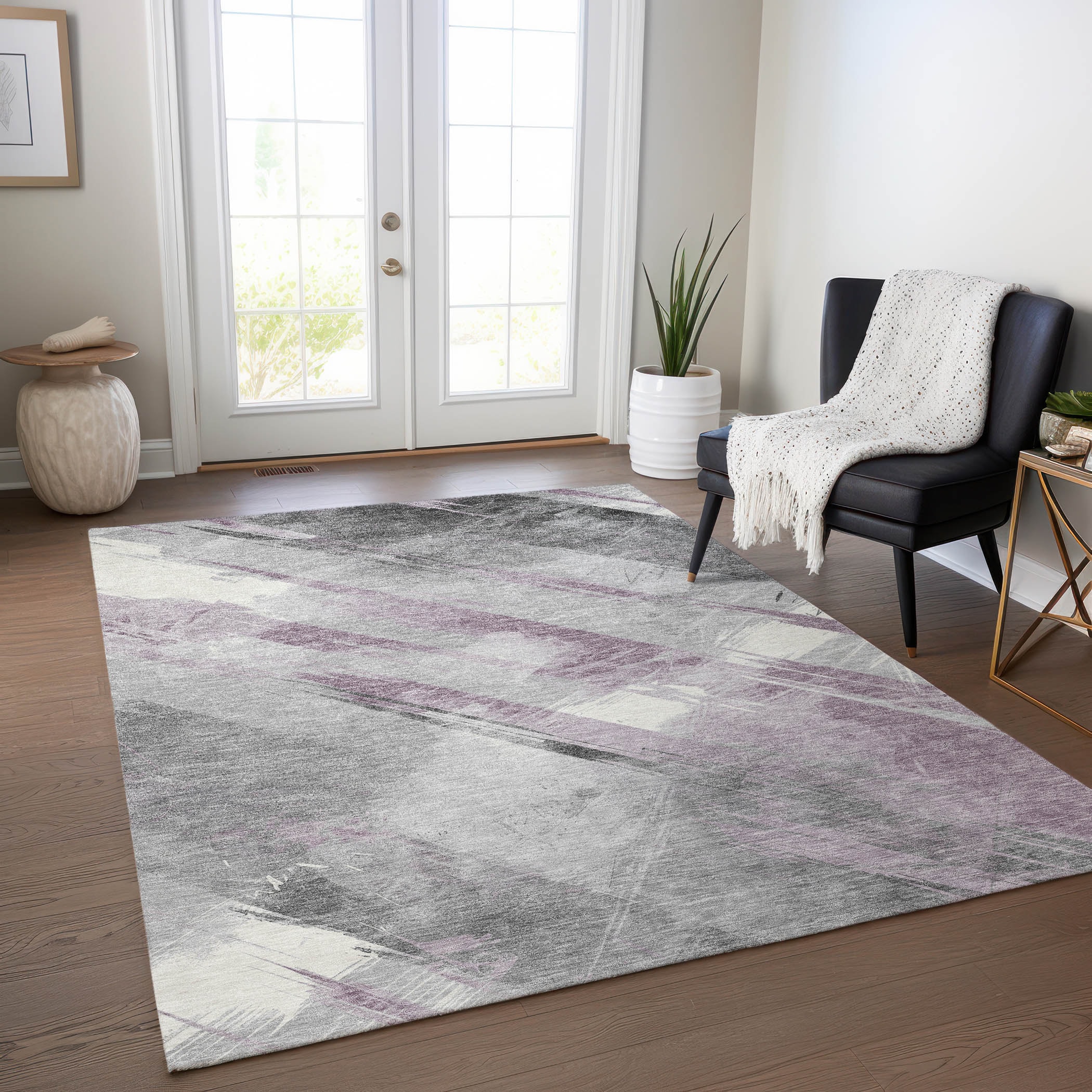 Addison Rugs ACN1538LV8X10 Chantille ACN1538LV 8 x 10 (ft) Polyester Lavender Rectangular Indoor/Outdoor Geometric Machine washable Area rug