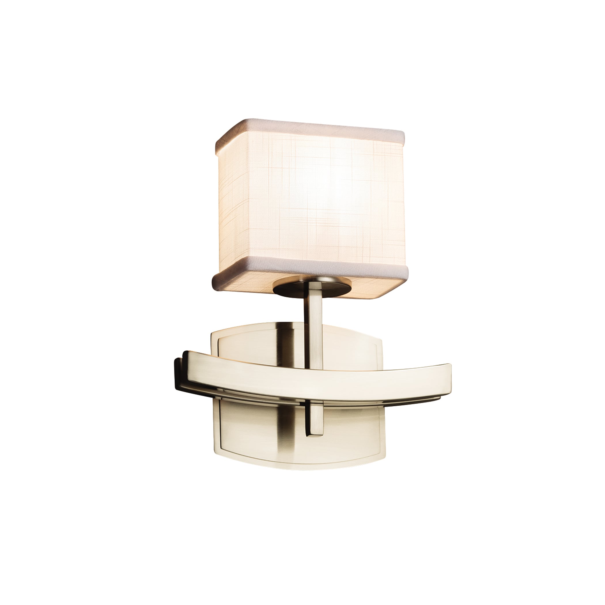 Justice Design Group FAB-8597-55-WHTE-NC Textile 9-in W 1-Light Brushed Nickel Transitional Wall Sconce