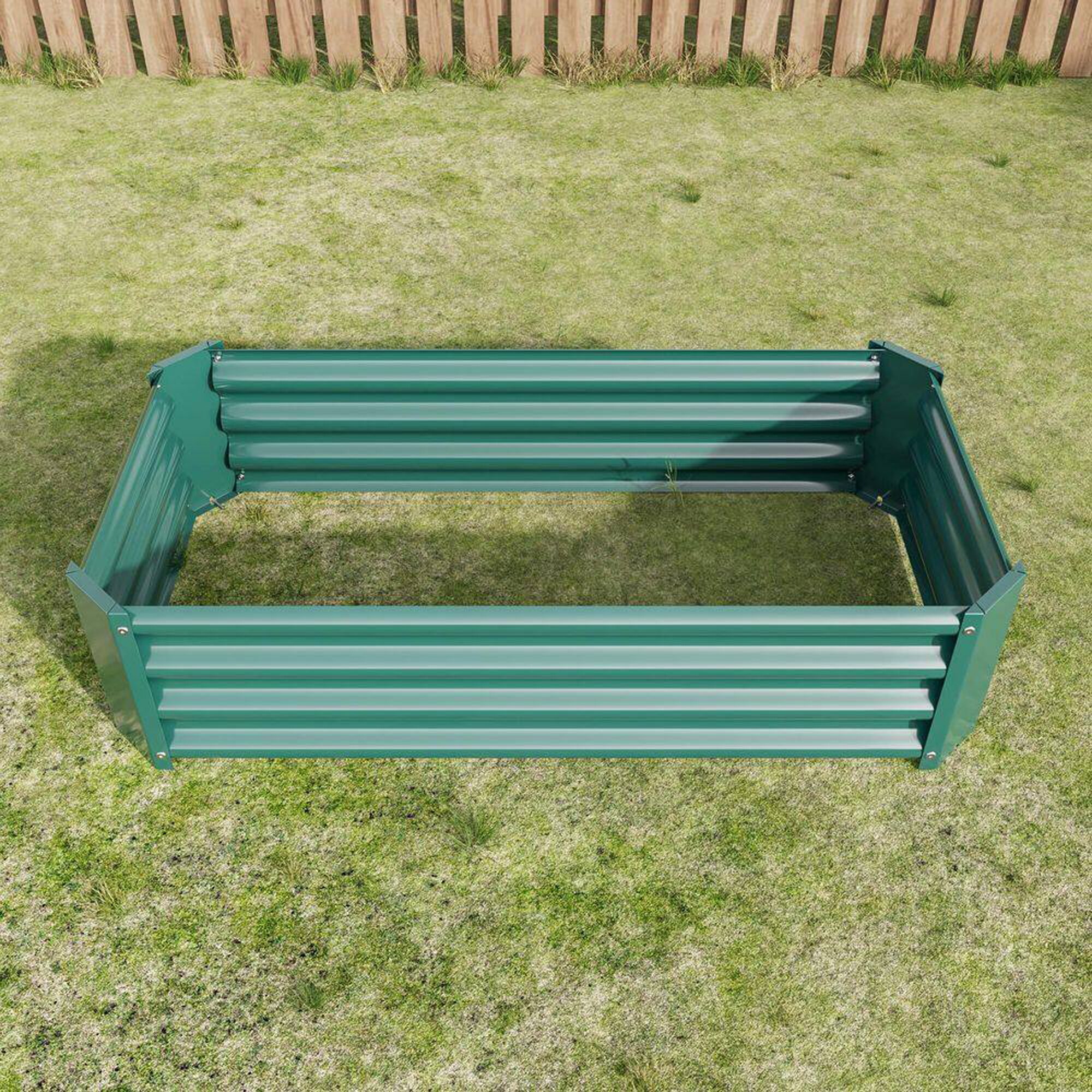 Gaierptone 24-in W x 47.24-in L x 11.81-in H Green Metal Raised Garden ...