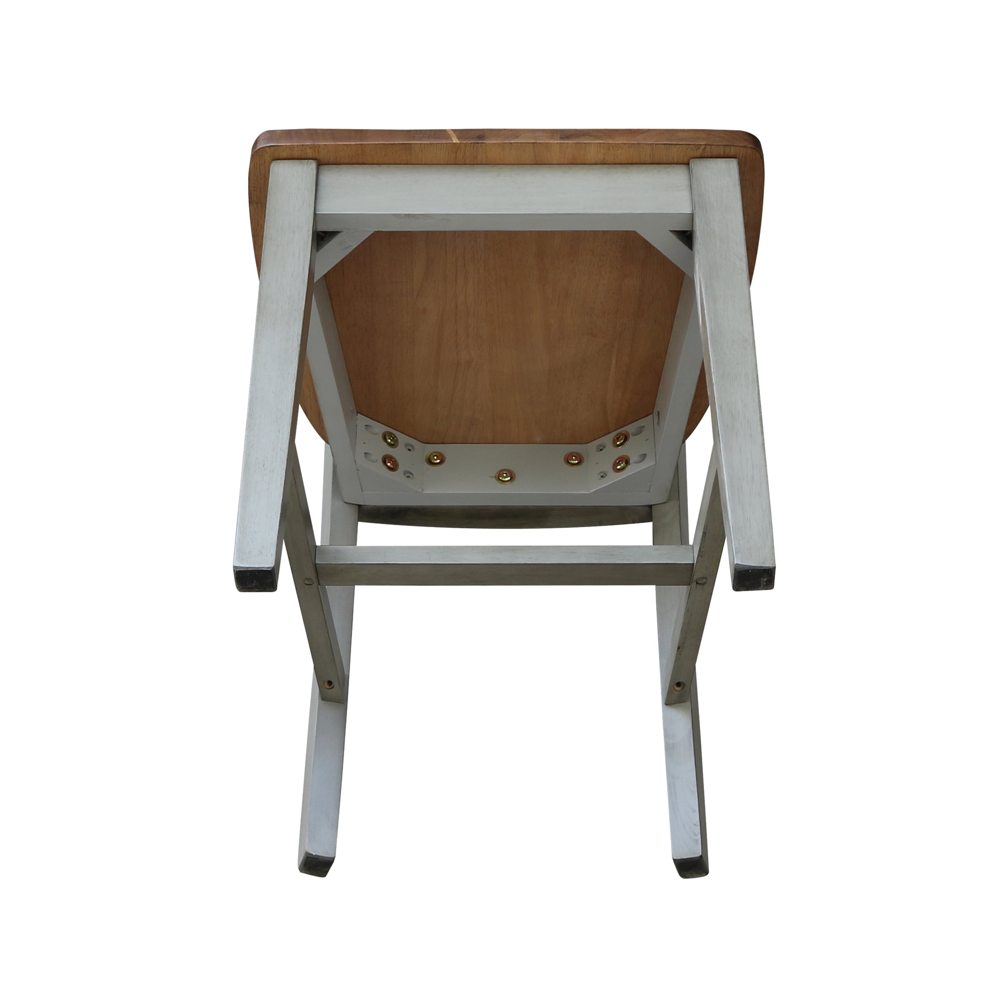Distressed Hickory and Stone High Back Wood Dining Chairs