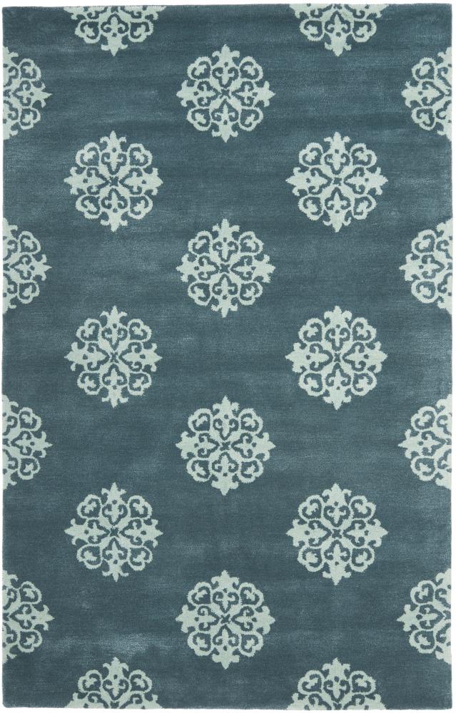 Blue Hand-Tufted Wool and Viscose Area Rug, 5' x 8'