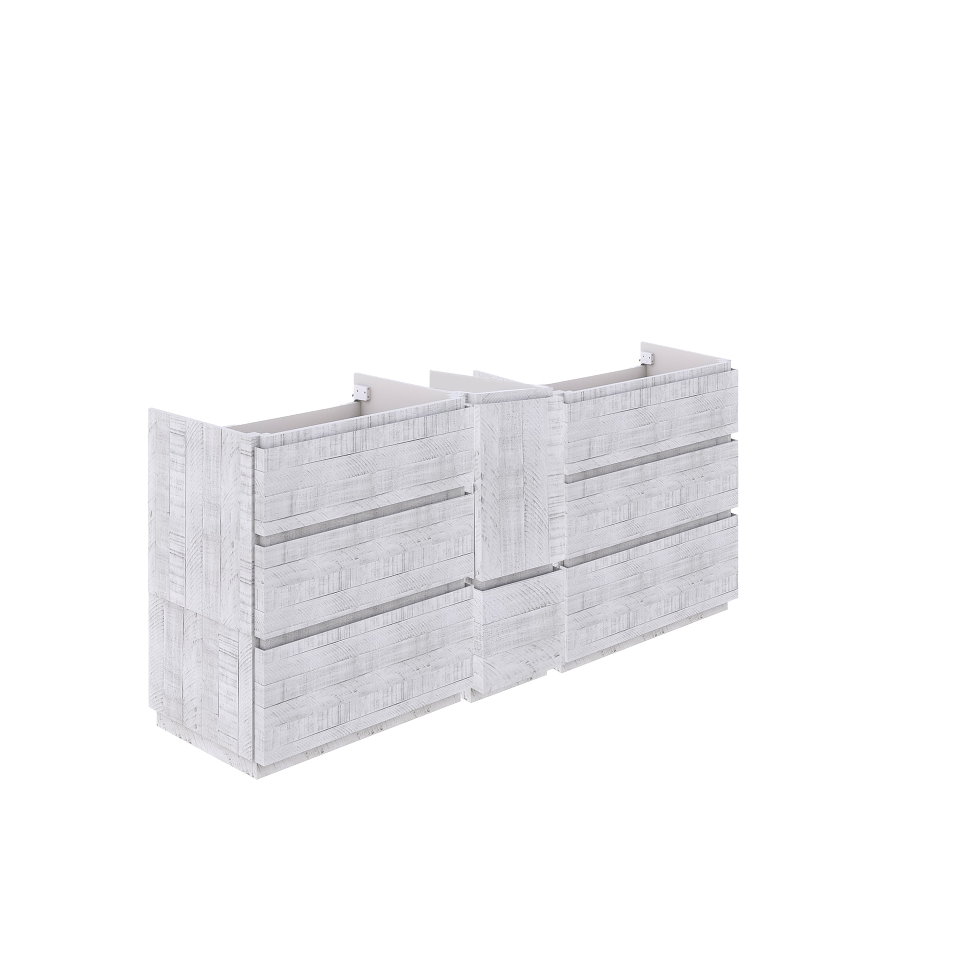 Fresca FCB31-301230RWH-FC Formosa 72-in Rustic White Bathroom Vanity Base Cabinet without Top