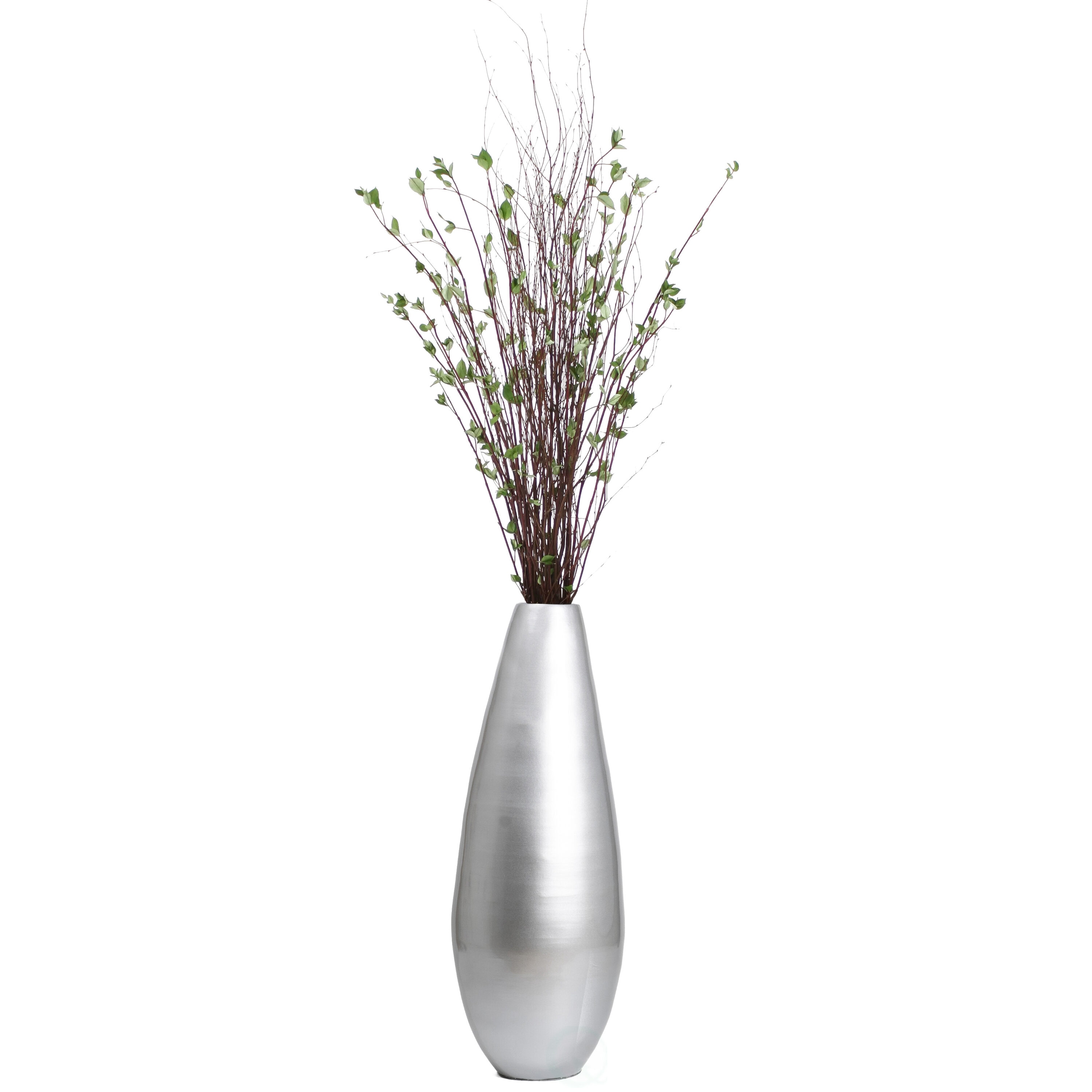 Uniquewise QI003354SI.L Silver Wood Modern Vase