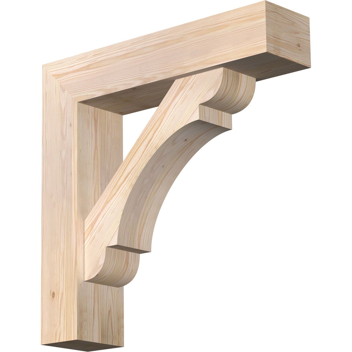 Ekena Millwork 1463789 Olympic Block Smooth Bracket with Offset Brace 7-1/2-in x 32-in x 32-in Douglas fir Brown Wood Standard bracket
