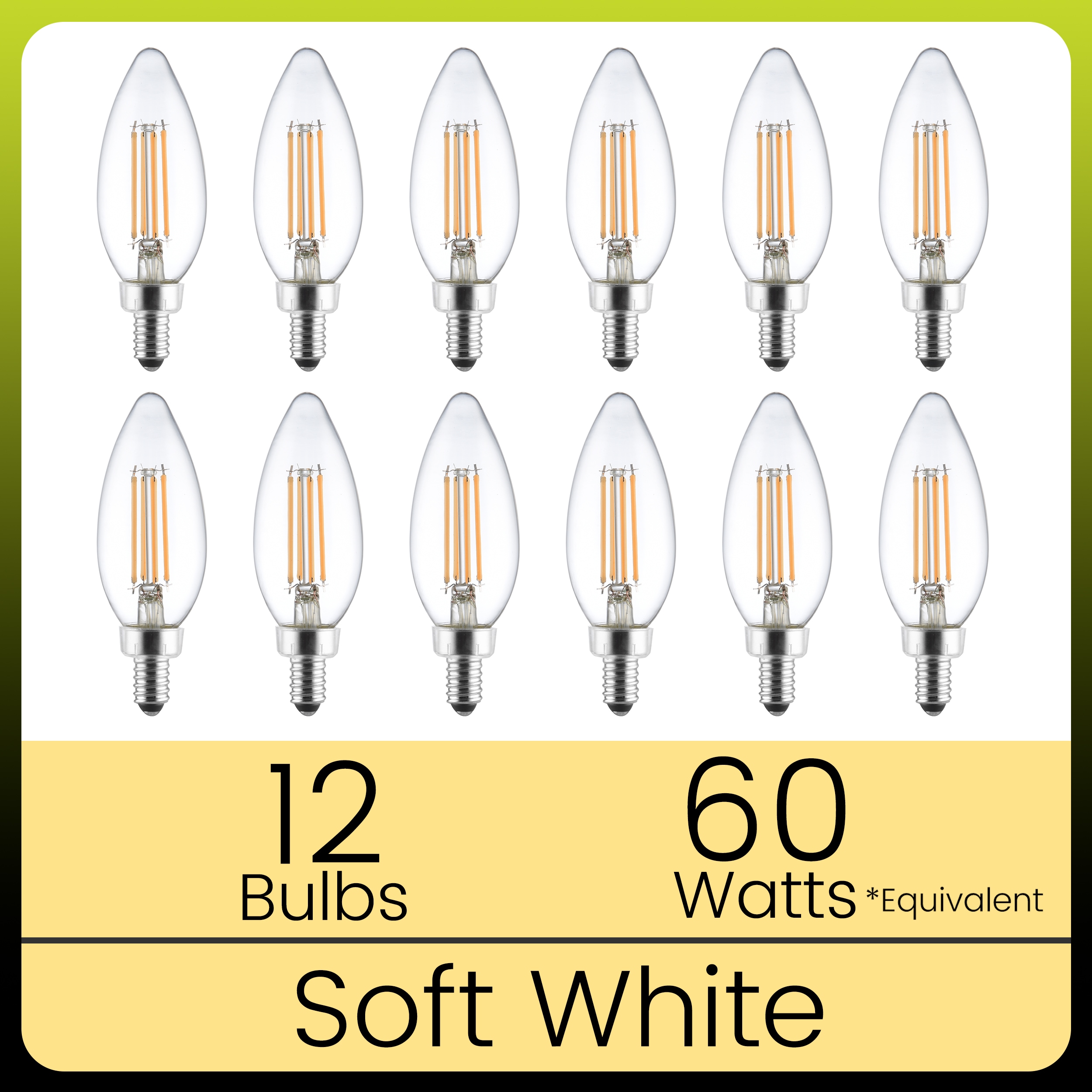 Green Watt Dusk-to-Dawn 60-Watt EQ B11 Dimmable Candelabra Screw Base E12 Decorative LED Light Bulb 12-Pack