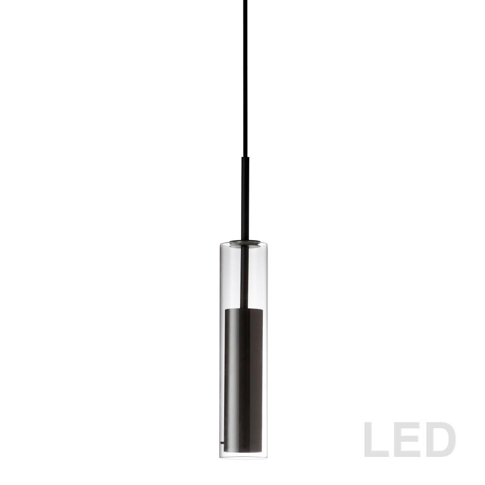 Dainolite LUN-1LEDP-BK Luna 1 -Light Black Modern/contemporary Clear glass Cylinder Integrated LED Mini Hanging Pendant light