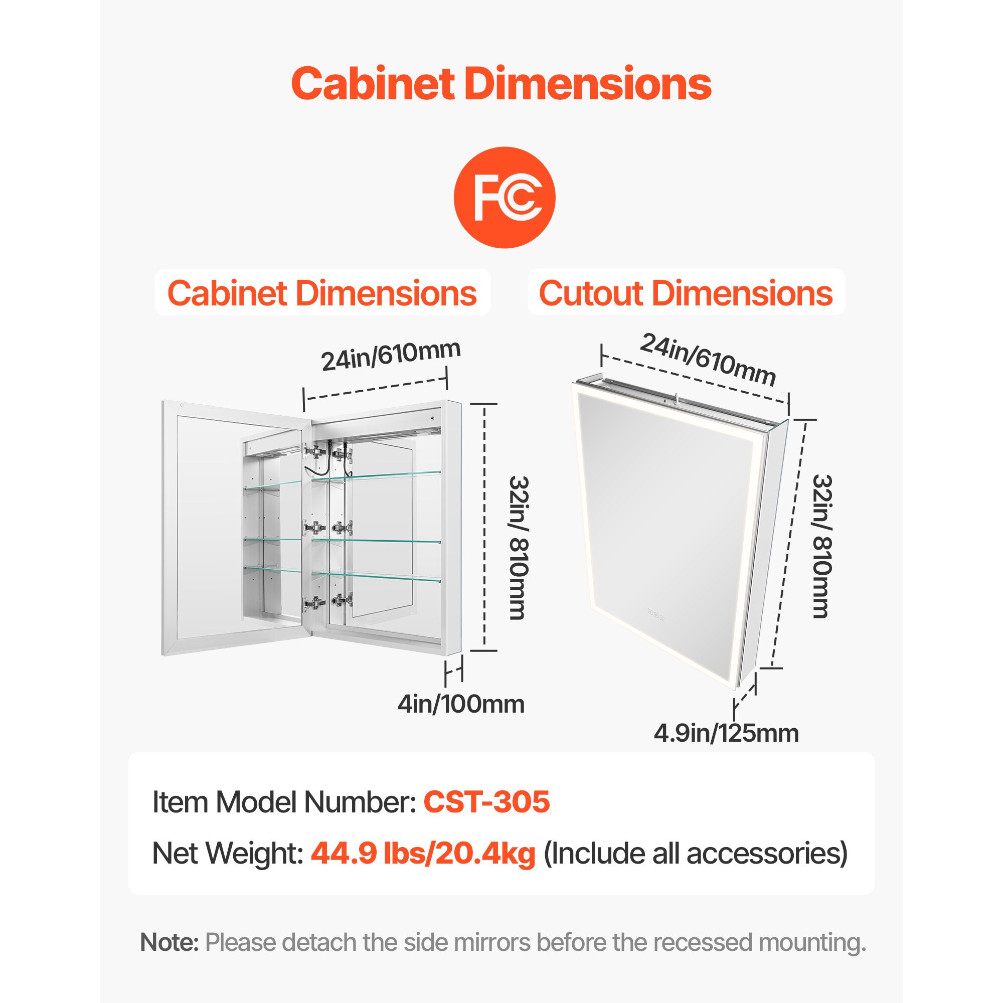 VEVOR LEDJXJJ2432IJR2XO1V1 Bathroom-Wall-Cabinets - View #8