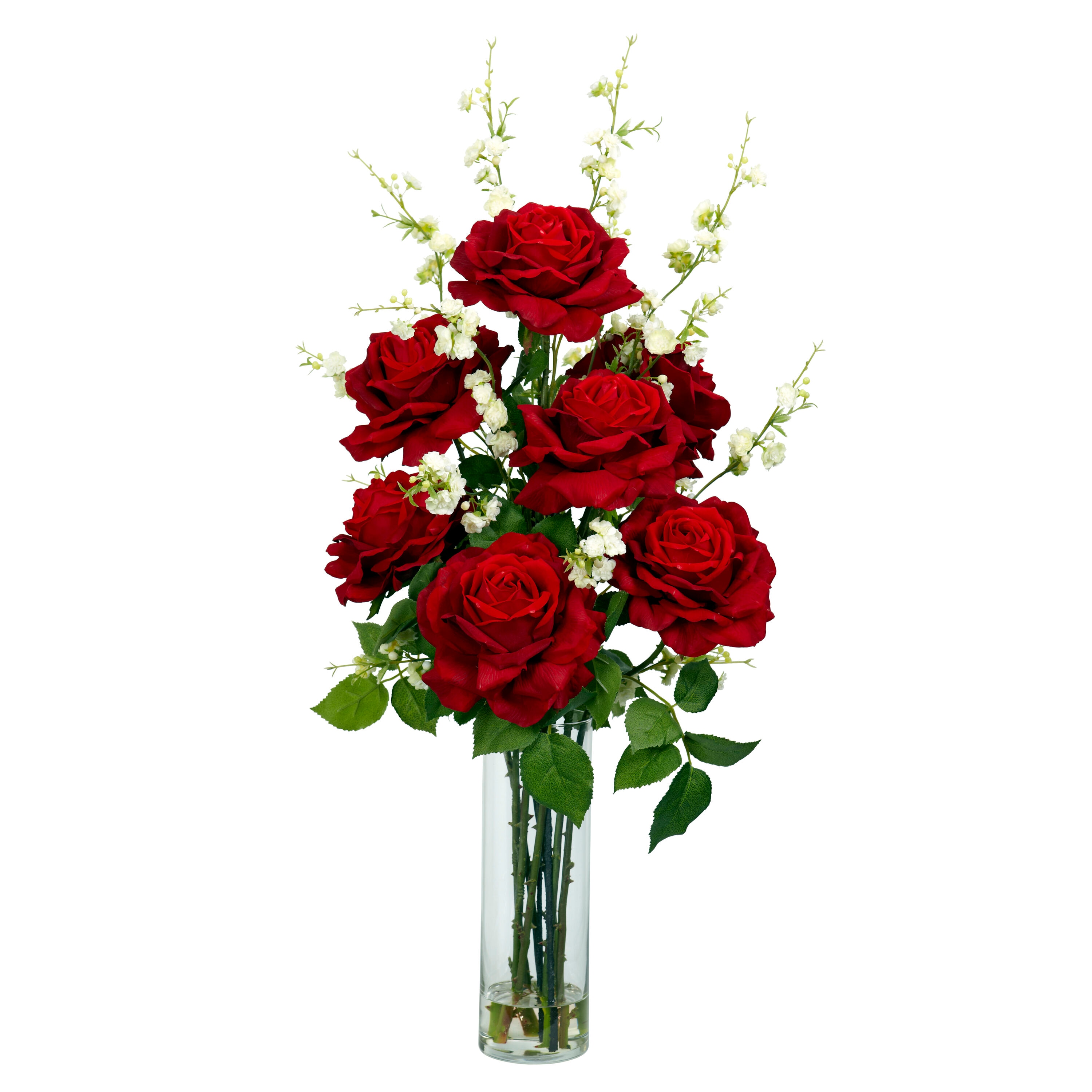  Roses with Cherry Blossoms Artificial Flower Arrangement