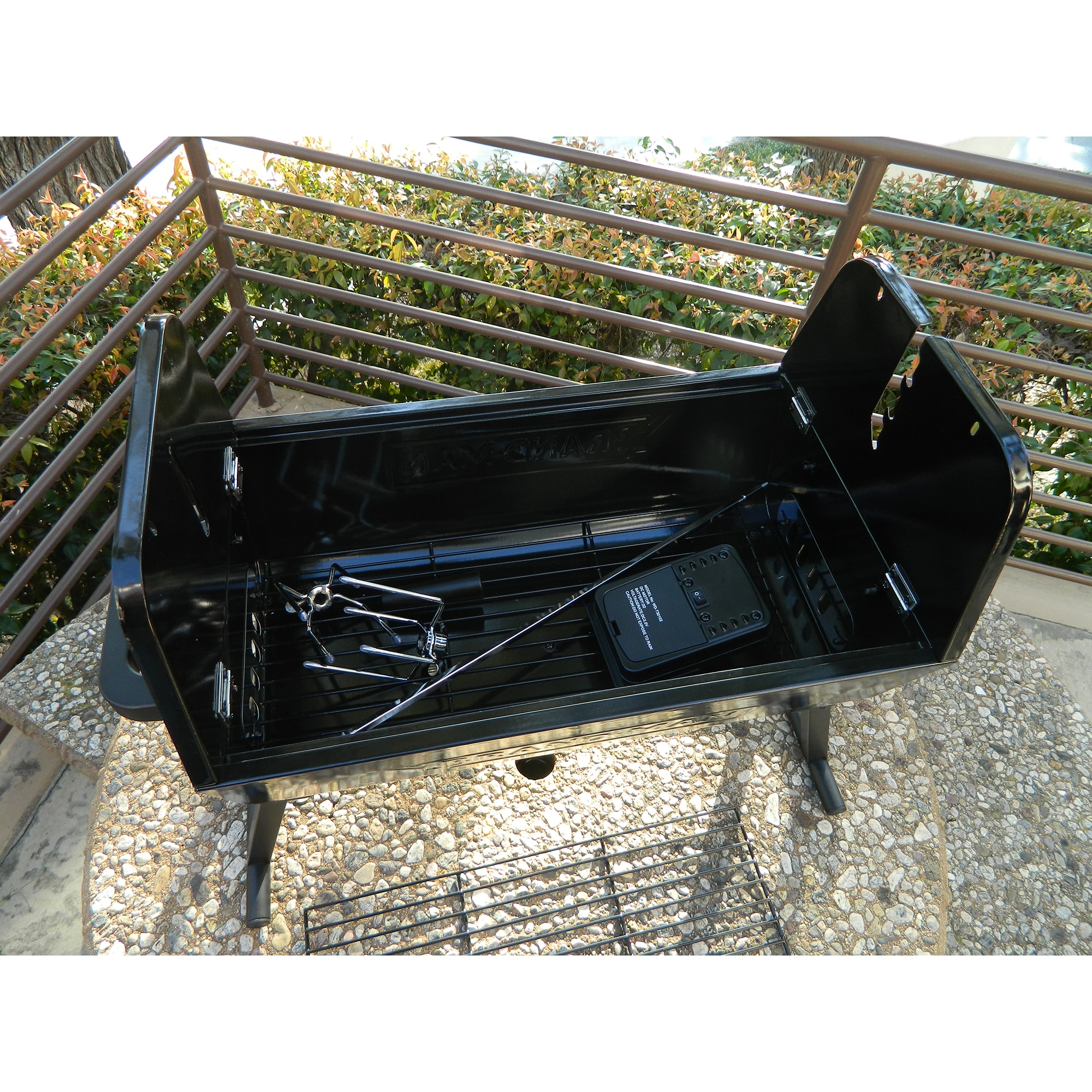 Portable Black Stainless Steel Charcoal Grill with Rotisserie