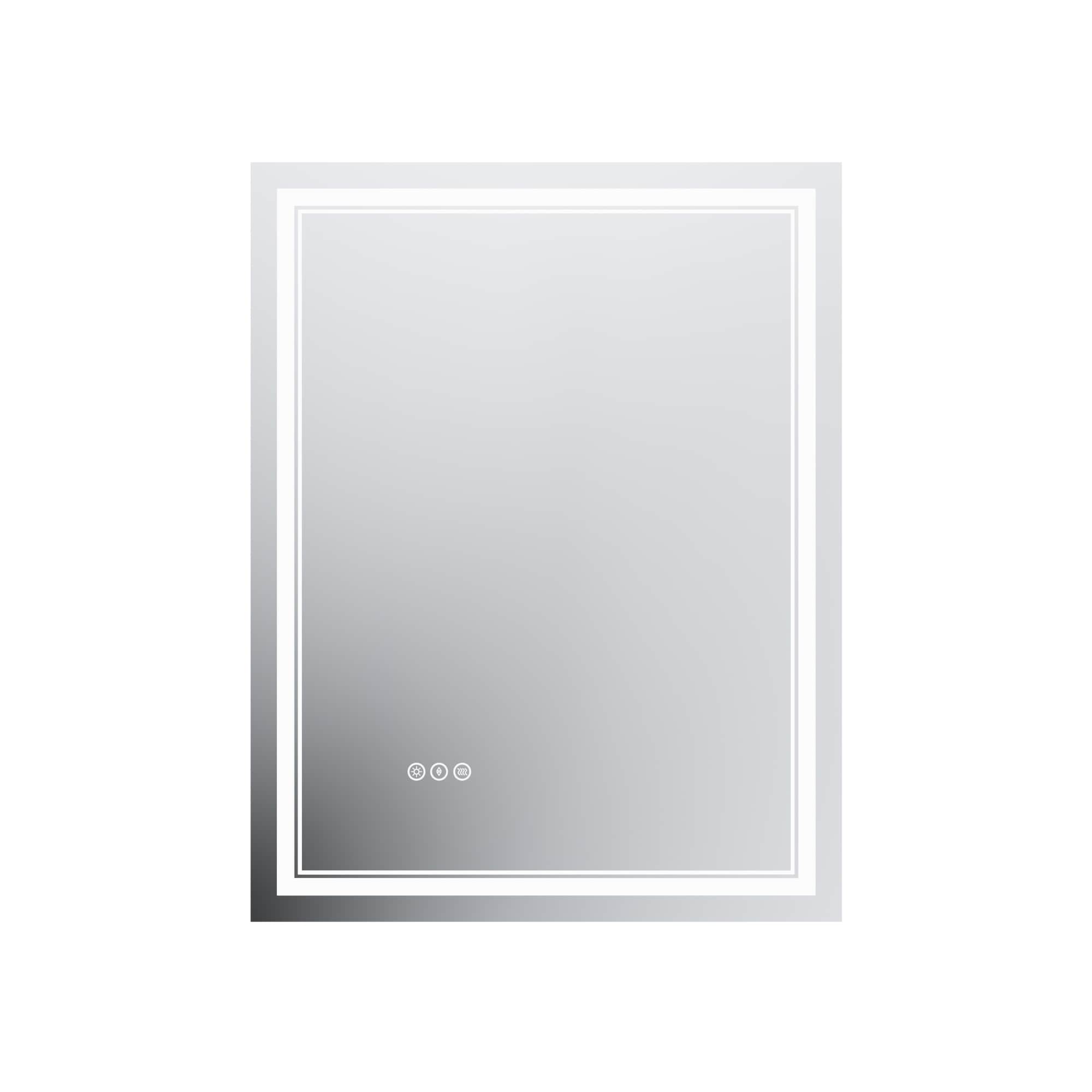 AAZJ JDEX-TFMR2836 HS LED Lighted Mirror 28-in x 36-in Polished Frameless Rectangle Dimmable LED Lighted Fog Free Bathroom Vanity Mirror ( White )