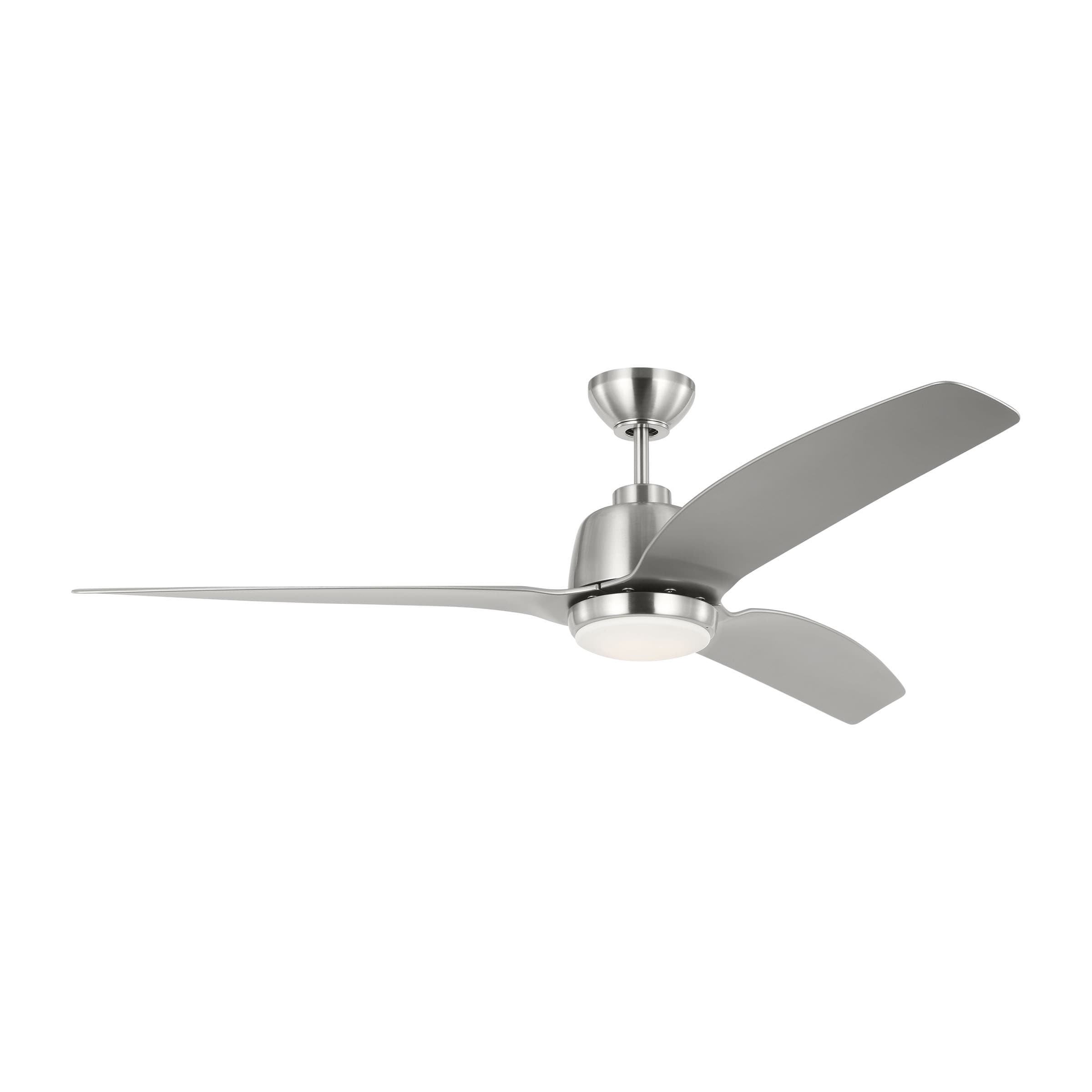 Generation Lighting 3AVLR60BSD Avila 60-in Integrated LED Outdoor Brushed Steel with Brushed Steel Blades Ceiling Fan With Light - Remote Included ( 3 -Blade )