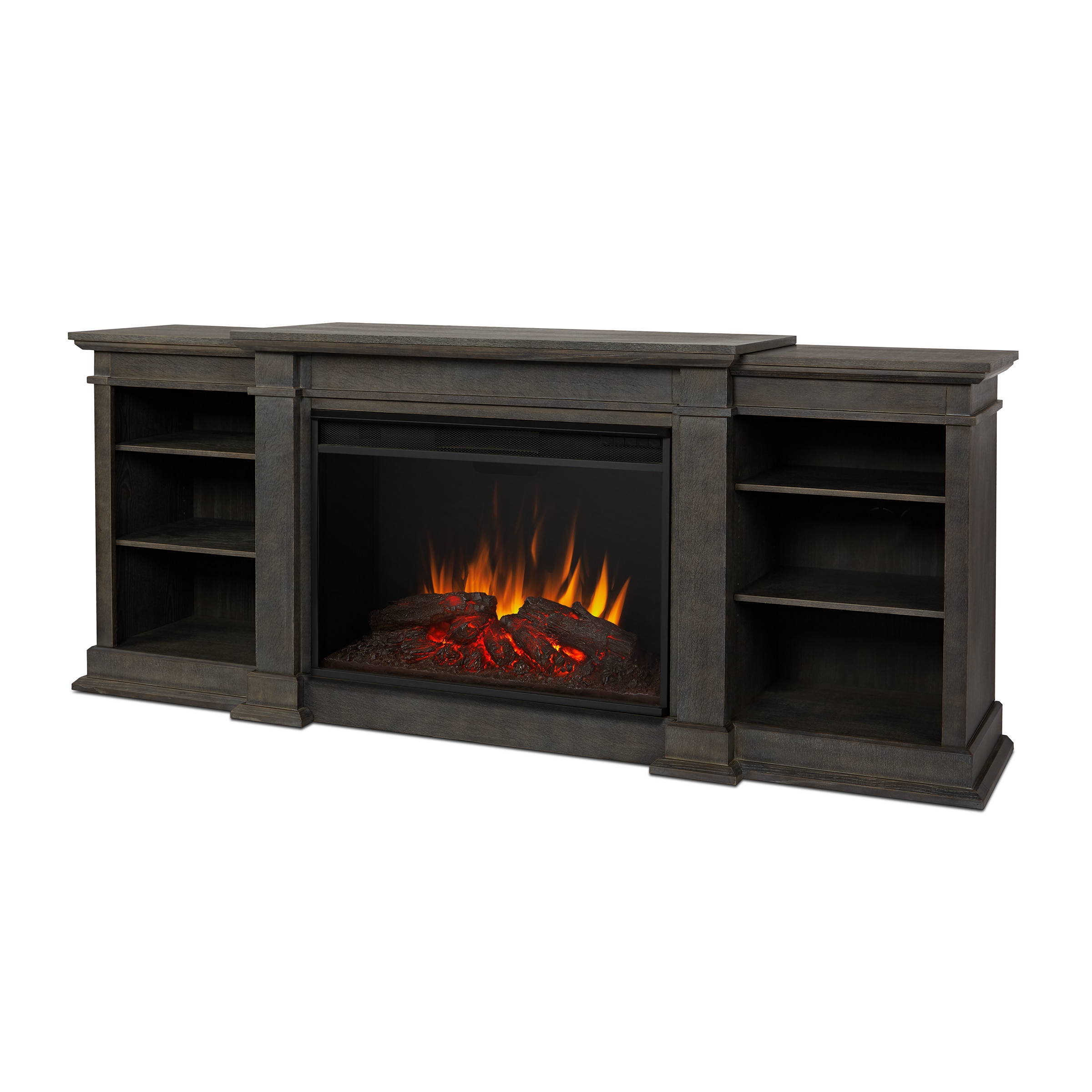 Real Flame 81-Inches W Antique Gray TV Stand with Fan-forced Flat wall Electric Fireplace with Remote Control Included 2297470 Sansujyuku sansujyuku.com