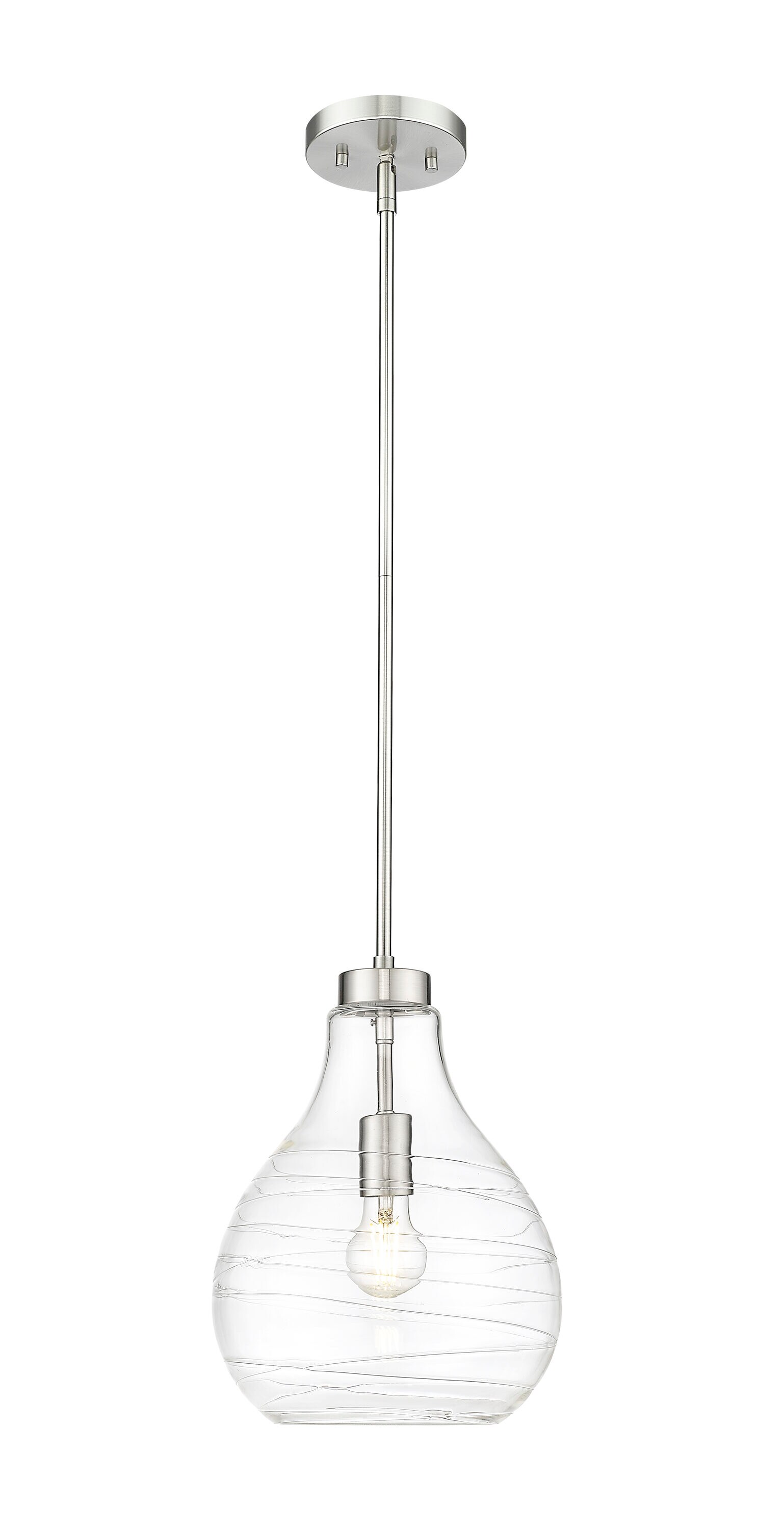Z-Lite 496P10-BN Bon Air Brushed Nickel Transitional Clear glass Bell Medium Hanging Pendant light
