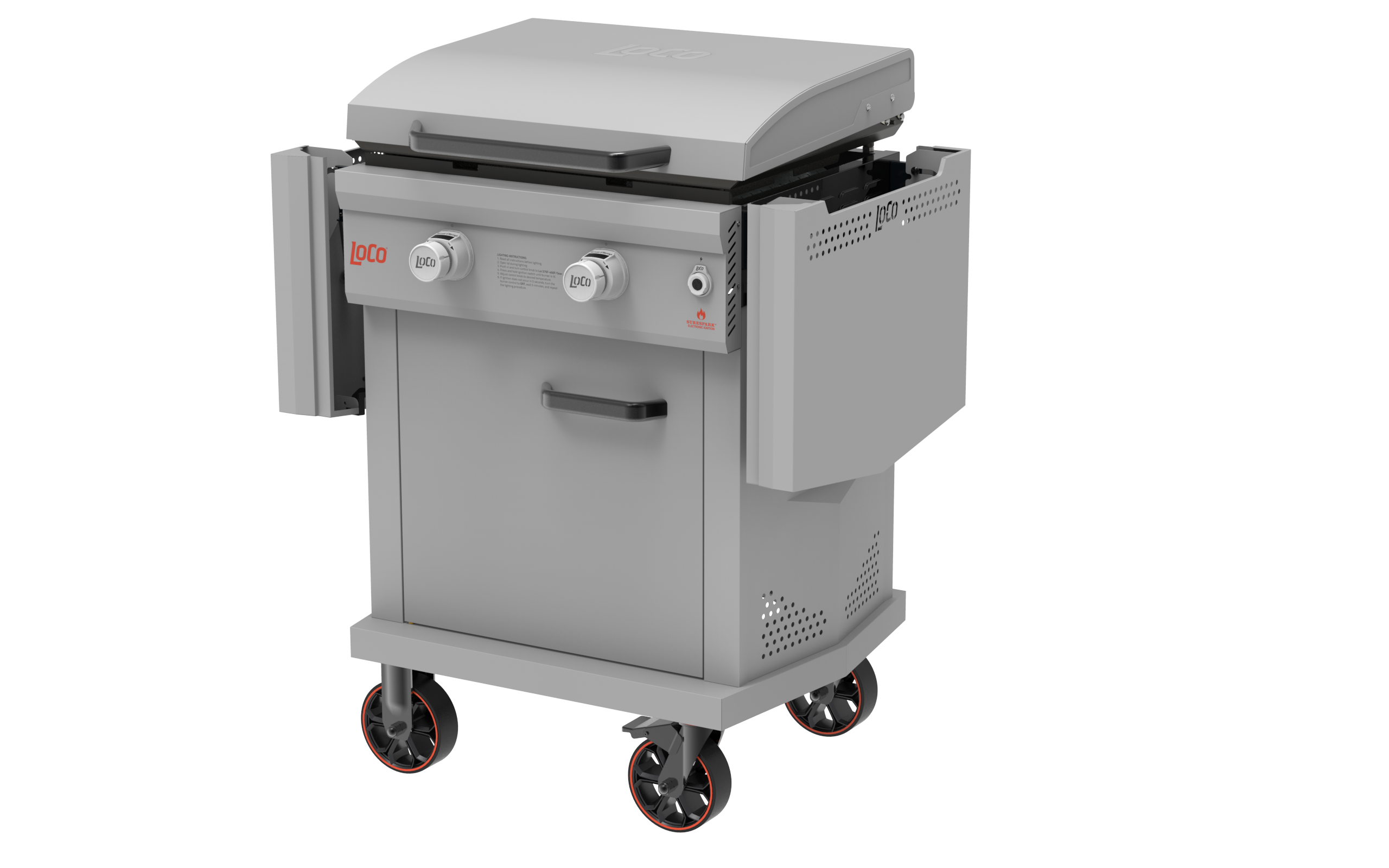 Loco 2023050165 26 in 2-Burner Propane Griddle in Chalk Finish with Enclosed Cart and Hood