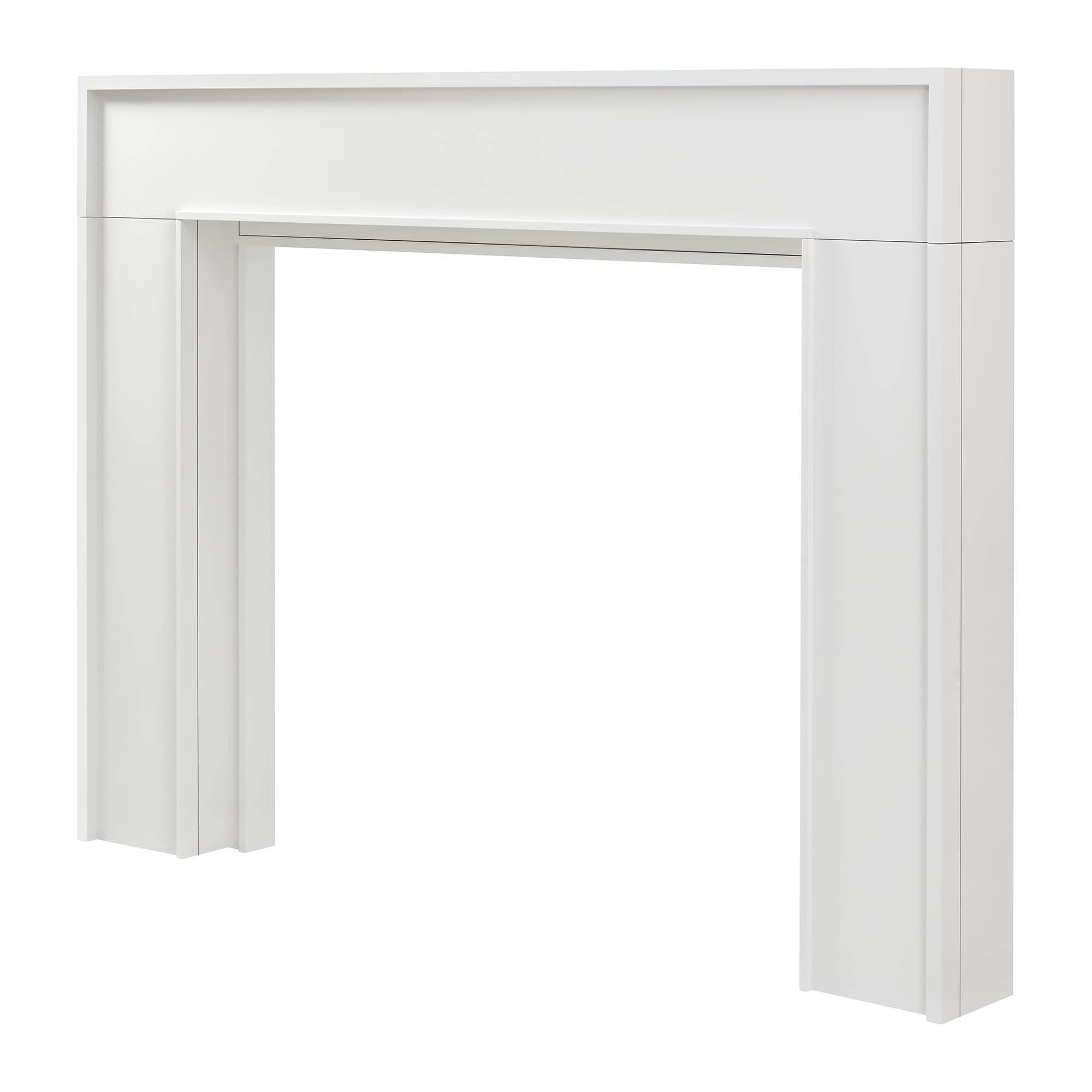 Modern Ember LEAVITT-5642-WP 80-in W x 54-in H x 8-in D Leavitt White Poplar Modern Fireplace Mantel