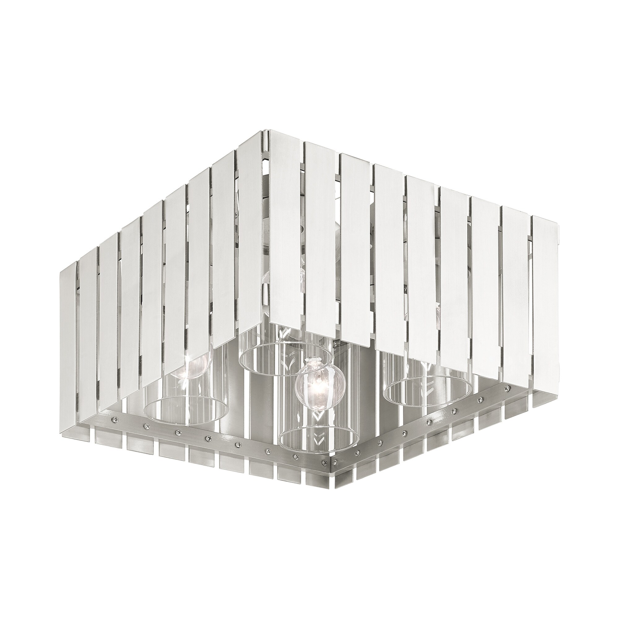 Sheffield Geometric Brushed Nickel 4-Light Indoor/Outdoor Flush Mount