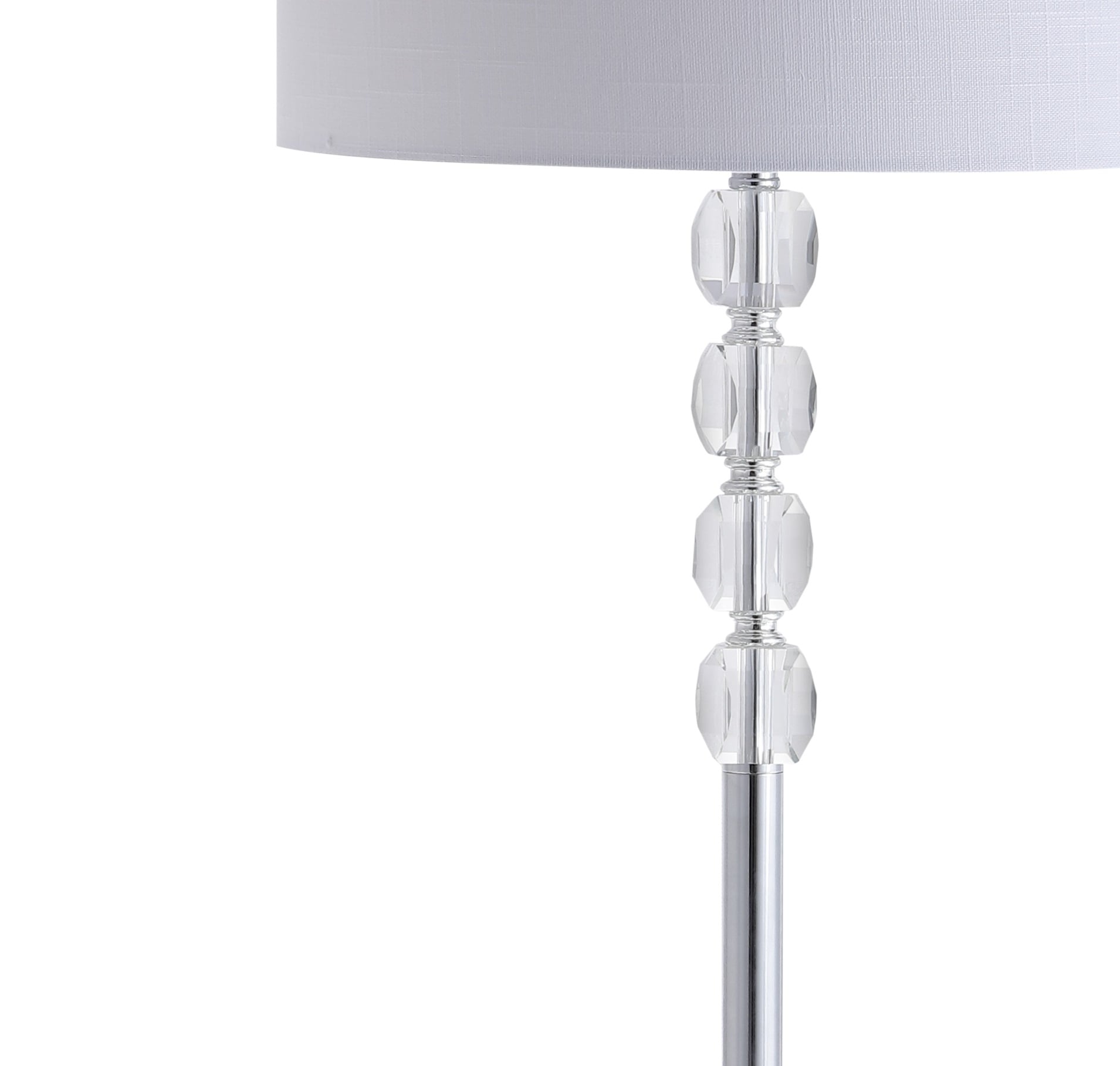 Aubrey Transitional Glam 59.5" White Linen Shade Crystal Floor Lamp