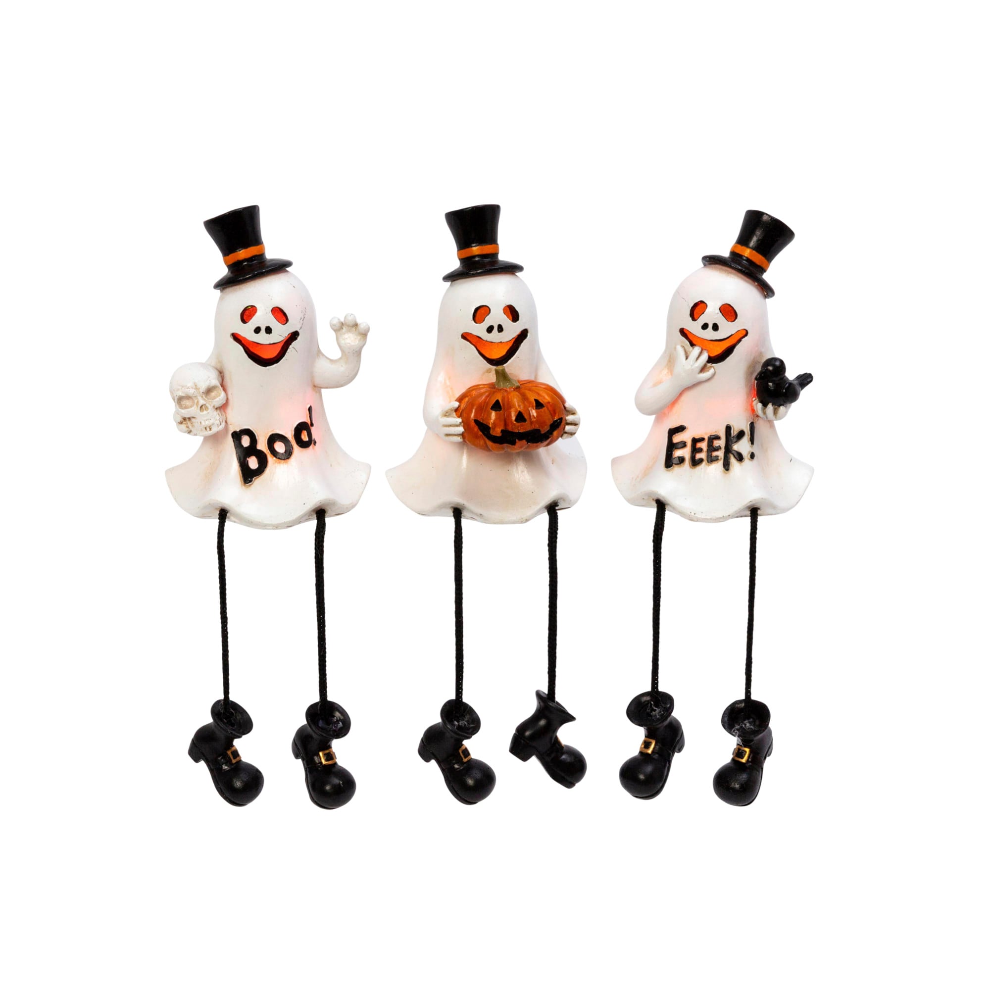 Gerson International 2541420EC 7.8-in Tabletop Lighted Ghost Figurine (3-Pack)