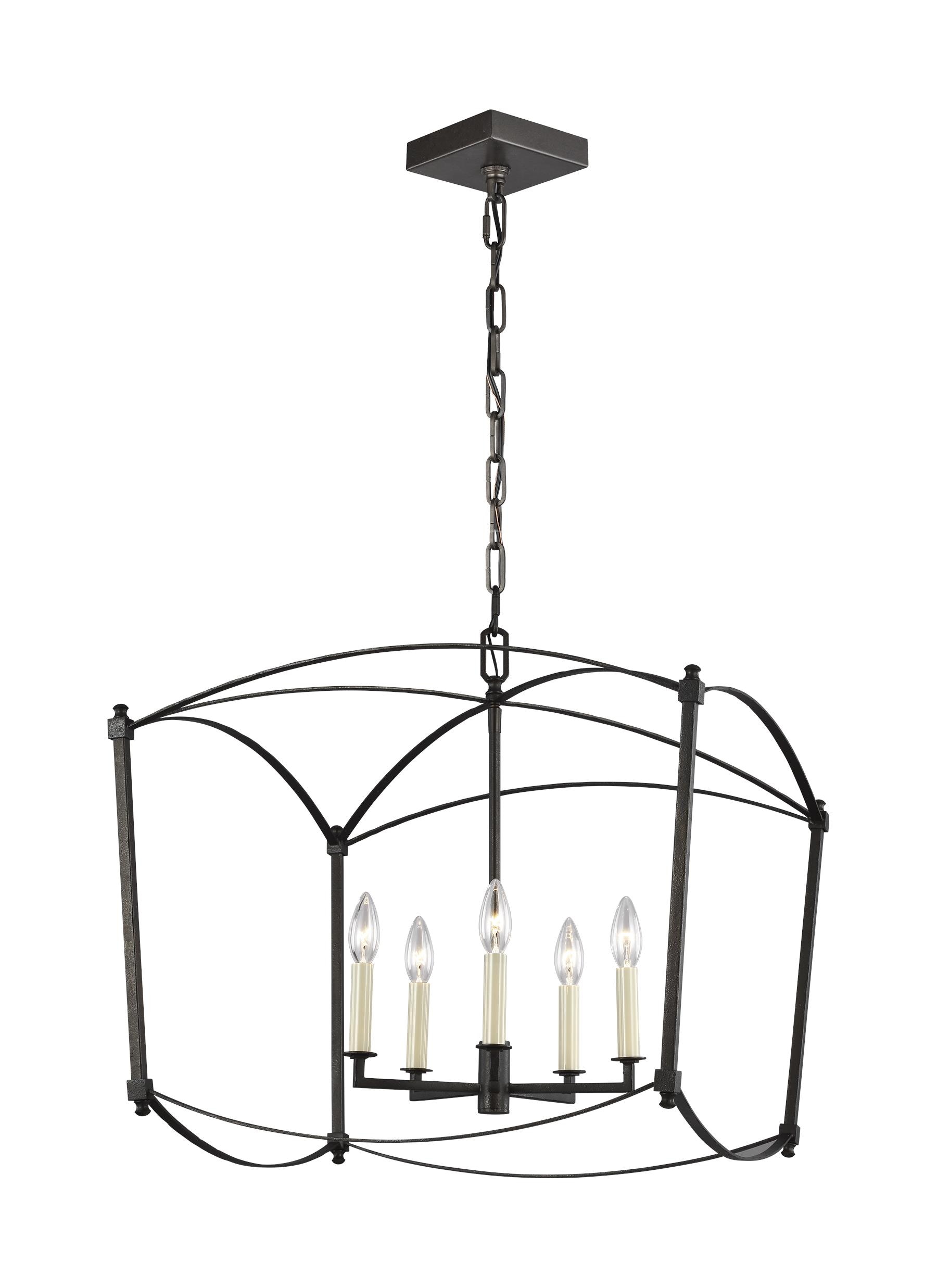 Generation Lighting F3325/5SMS Thayer 5 -Light Smith Steel Transitional Cylinder Medium Hanging Pendant light