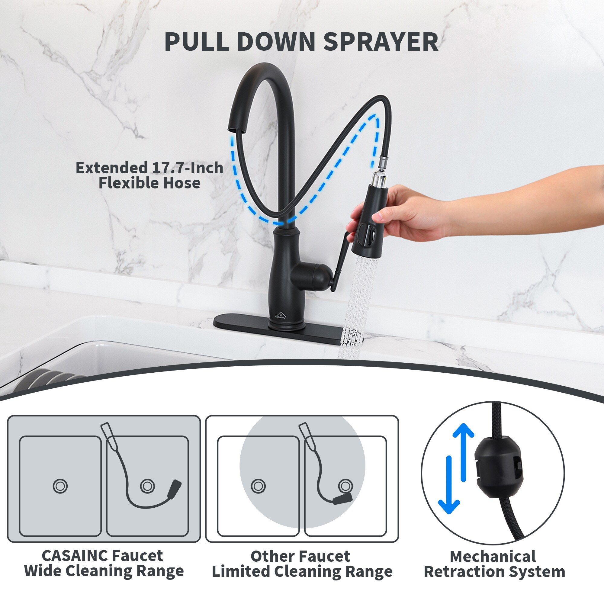 CASAINC CA-D0465-MB Kitchen-Faucets - View #7
