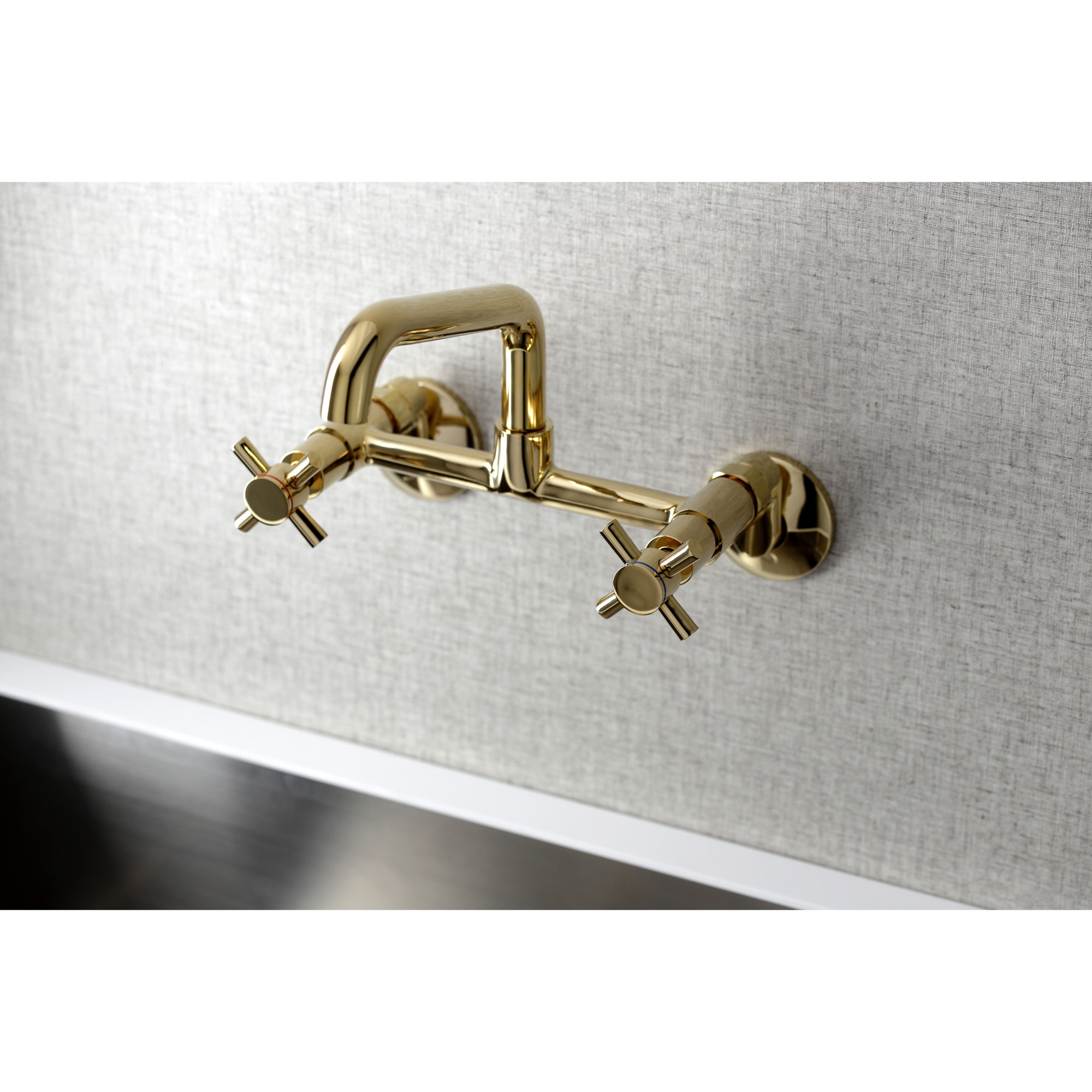 Kingston Brass WLKS423PB Concord Polished brass Double Handle Wall-mount Kitchen Faucet