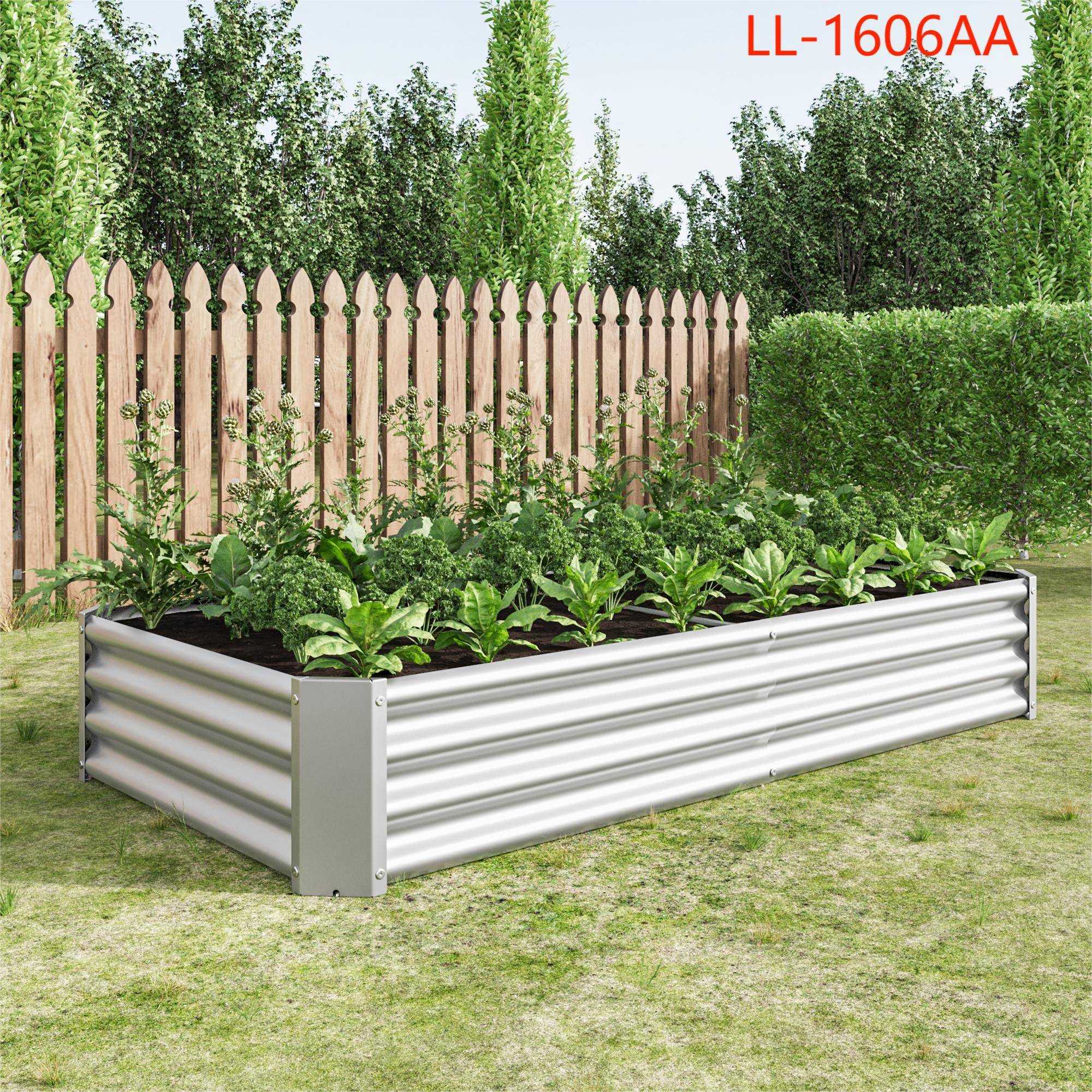 Yiekholo LL-1606AA 35.83-in W x 70.87-in L x 11.81-in H Silver Metal Raised Garden Bed