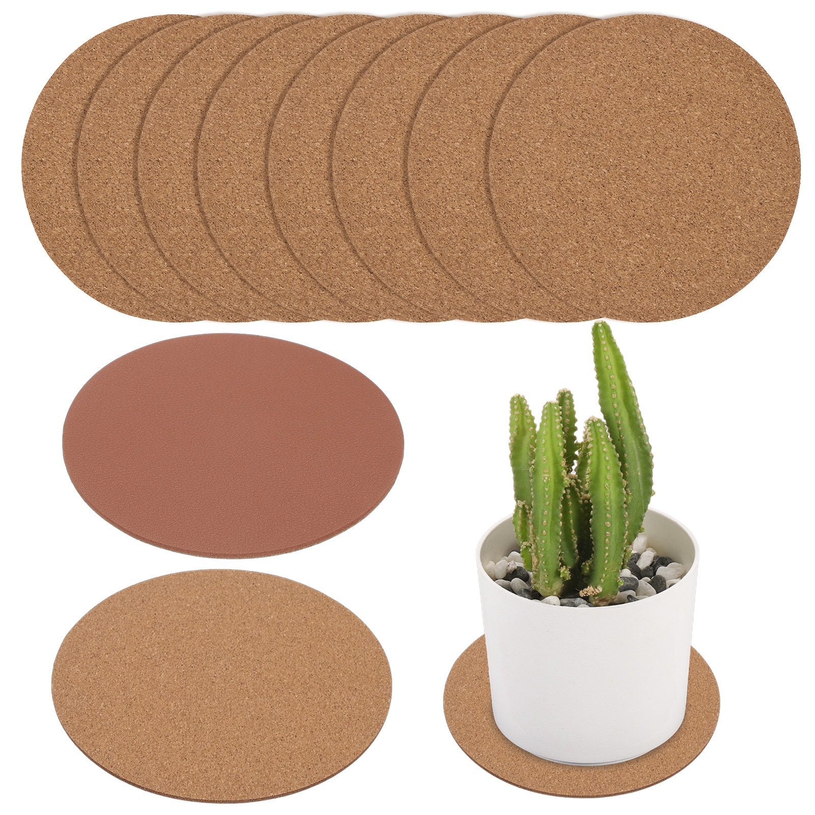 Unique Bargains 10pcs Cork Plant Coasters 4 Inch Round Mats House Garden Yard  Indoors Outdoors Brown