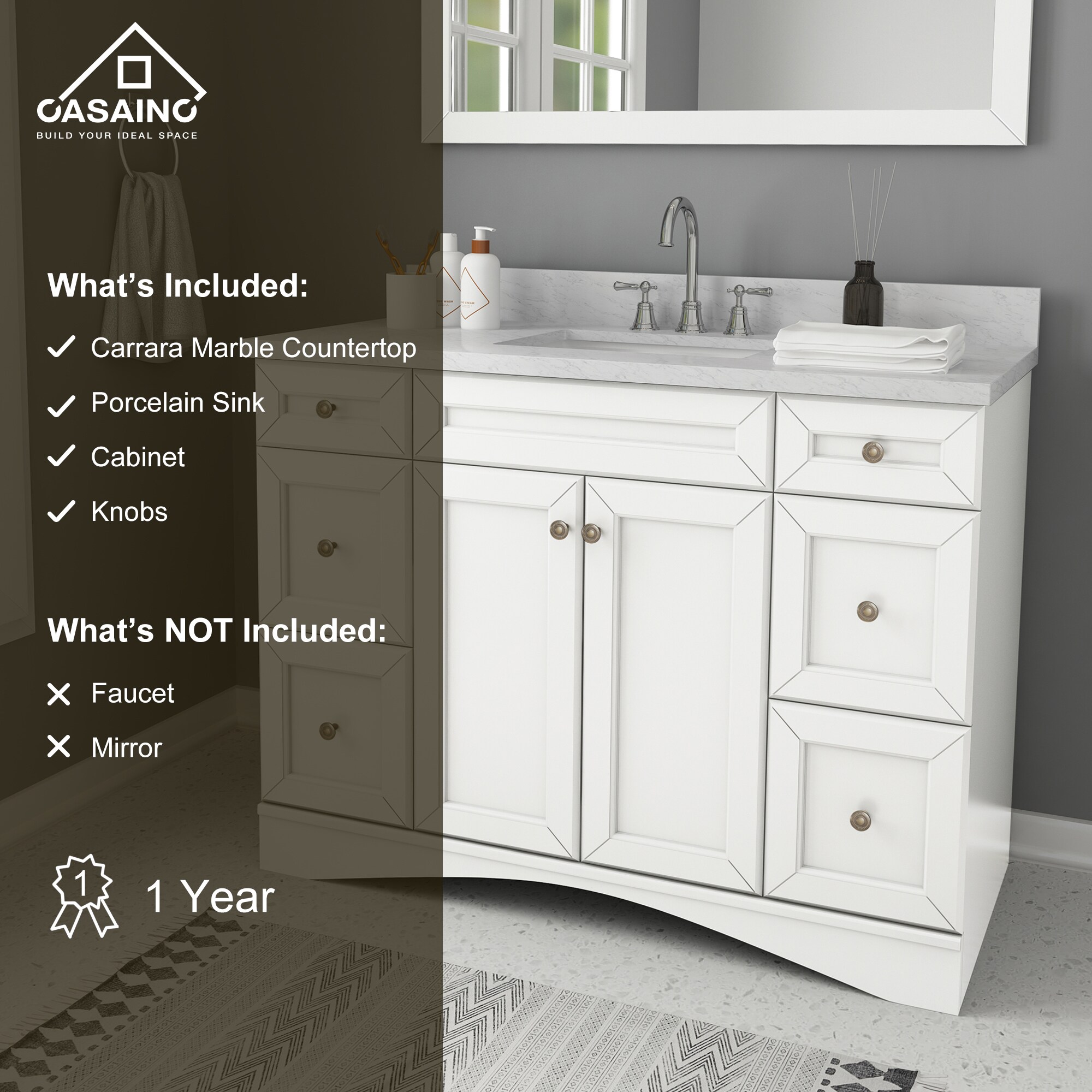 CASAINC MS-30048-CAB-WH-1 Bath-Vanity-Combo - View #2