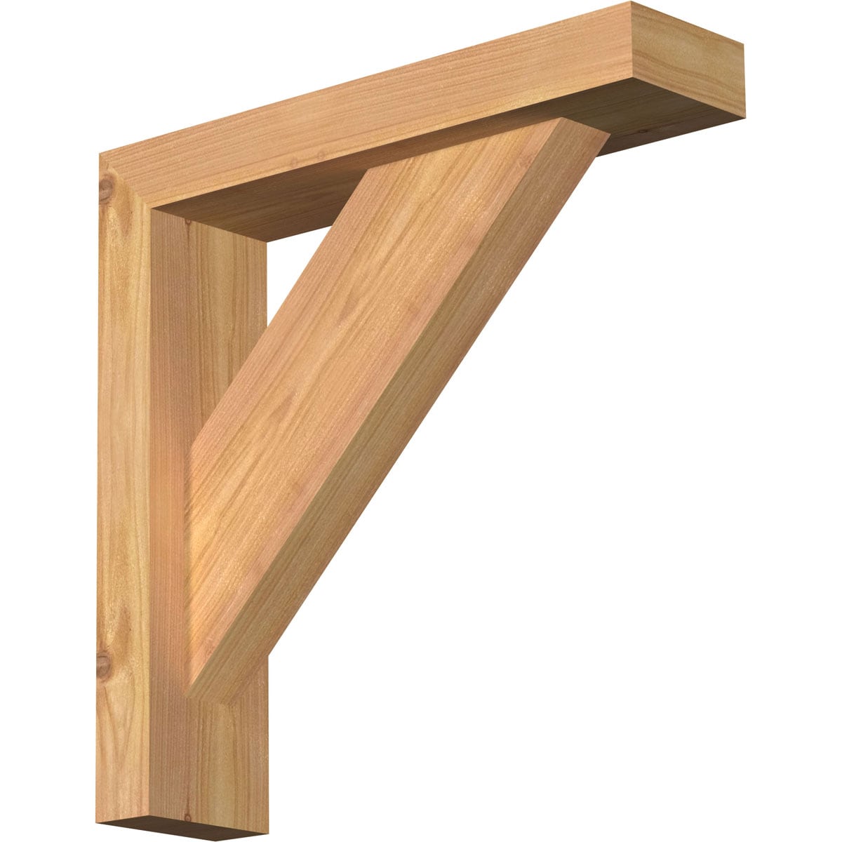 Ekena Millwork 1464805 Traditional block smooth bracket with offset brace 3-1/2-in x 14-in x 14-in Western red cedar Brown Wood Standard bracket