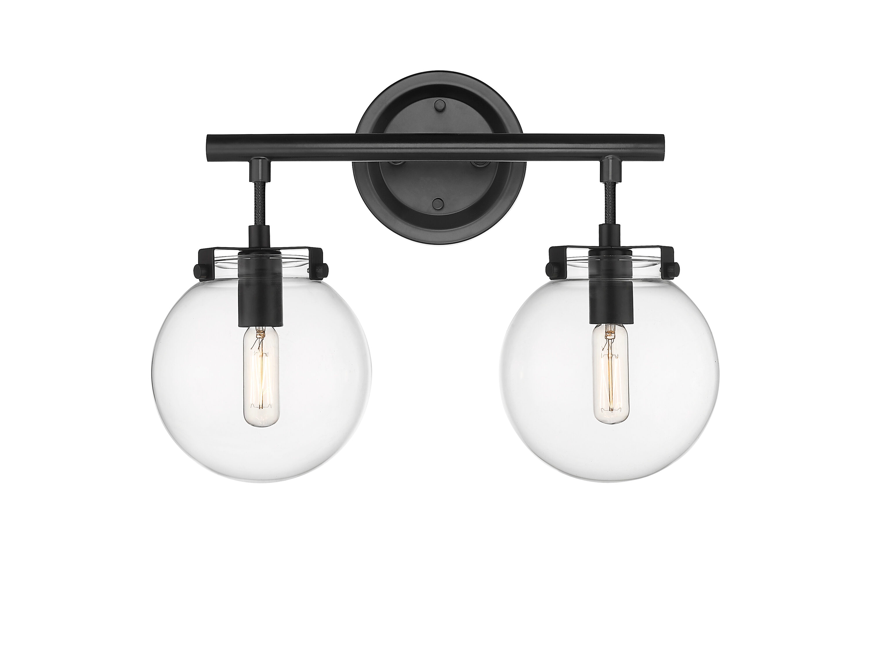 Innovations Lighting 351-2W-BK-CL Span 15.38-in 2 -Light Matte Black Transitional Vanity light