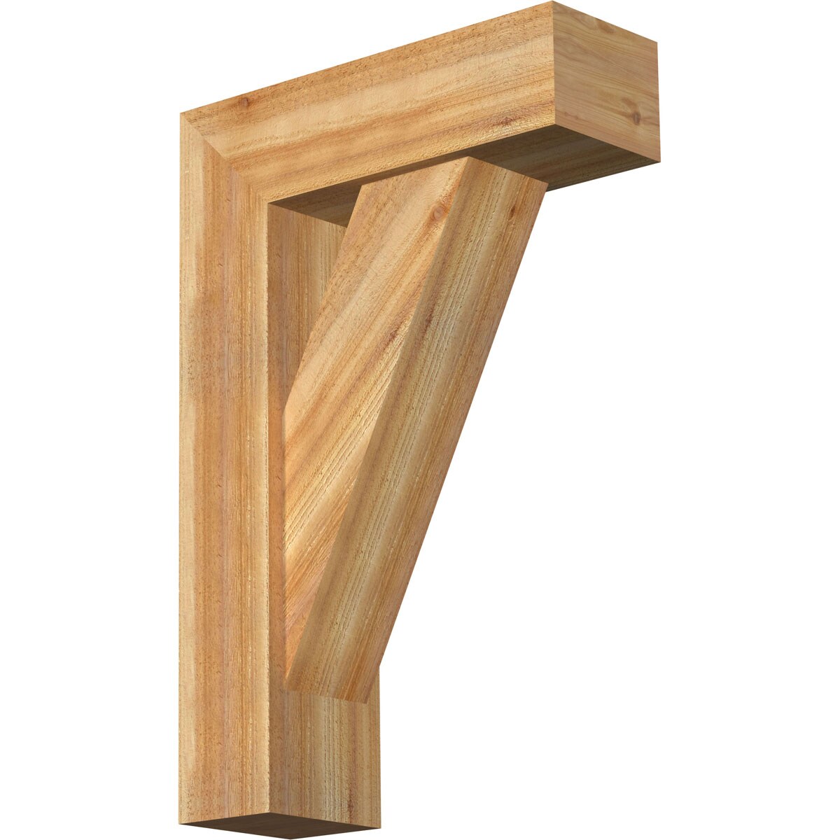 Ekena Millwork 1464777 Traditional Block Rough Sawn Bracket with Offset Brace 8-in x 24-in x 36-in Western red cedar Brown Wood Standard bracket