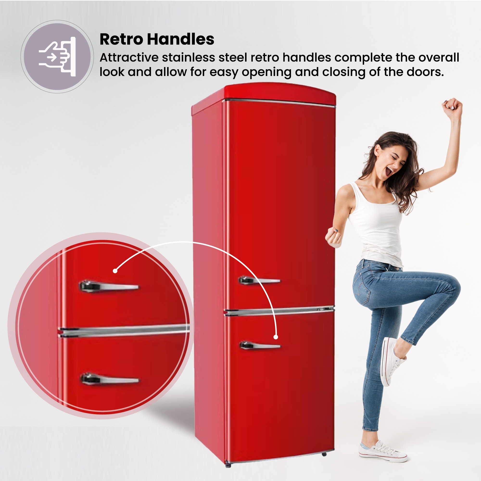  Conserv 10.7 cu. ft. Bottom Mount Retro Refrigerator with Wine  Rack (Red) : Home & Kitchen
