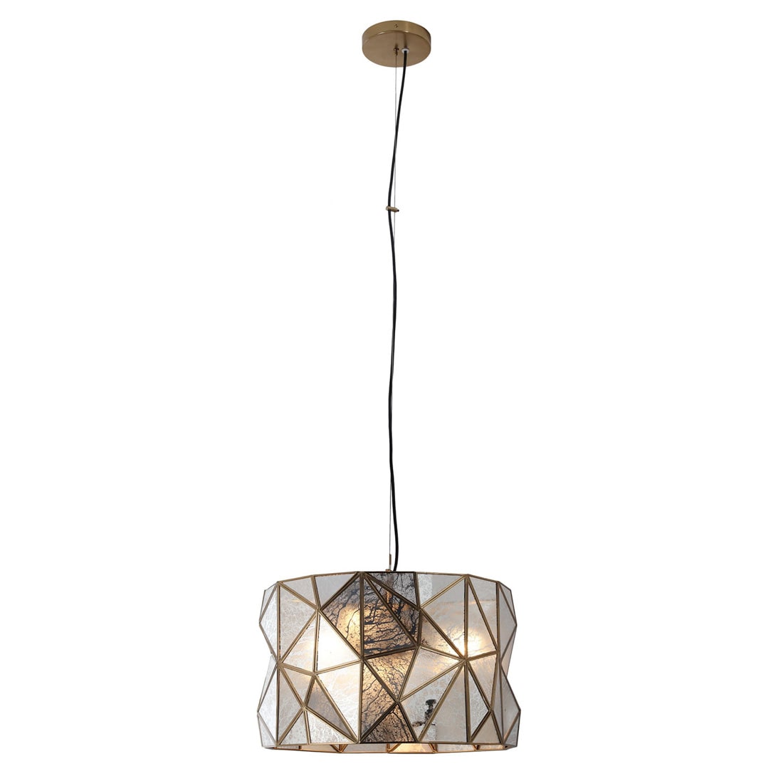 Metropolitan N1693-863 Geo-Gem 3 -Light Artisan Brass Tiffany Mercury glass Geometric Small Hanging Pendant light
