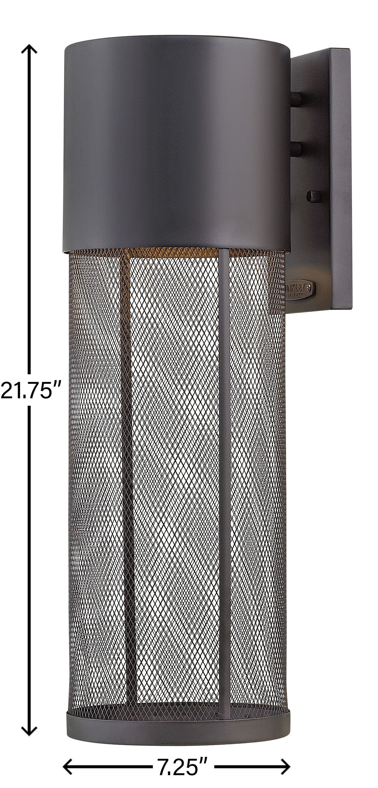 Black Dimmable Cylinder Outdoor Wall Sconce with Mesh Shade
