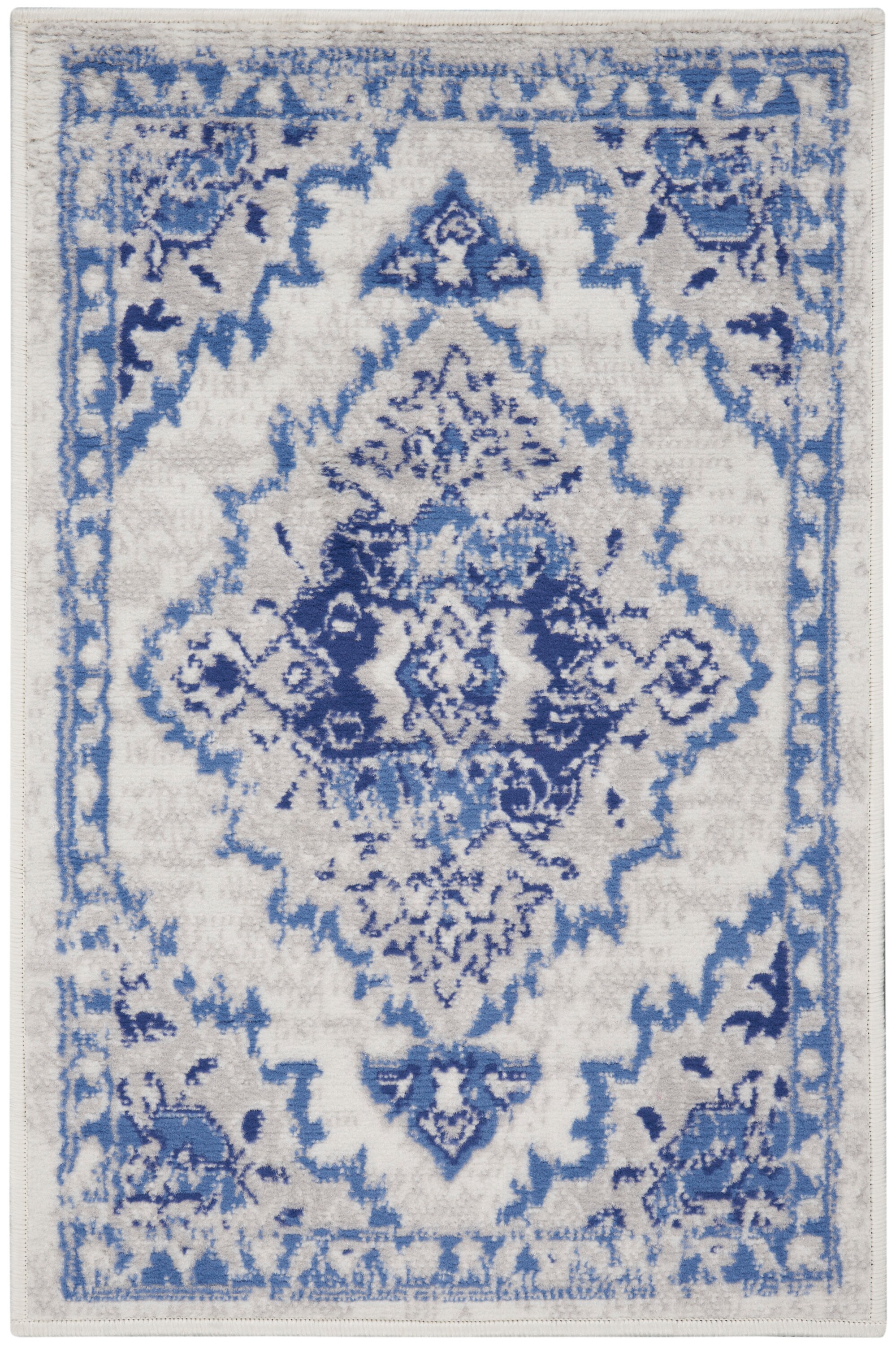 Bohemian Bliss Blue Medallion Flat Woven Area Rug, 2' x 3'