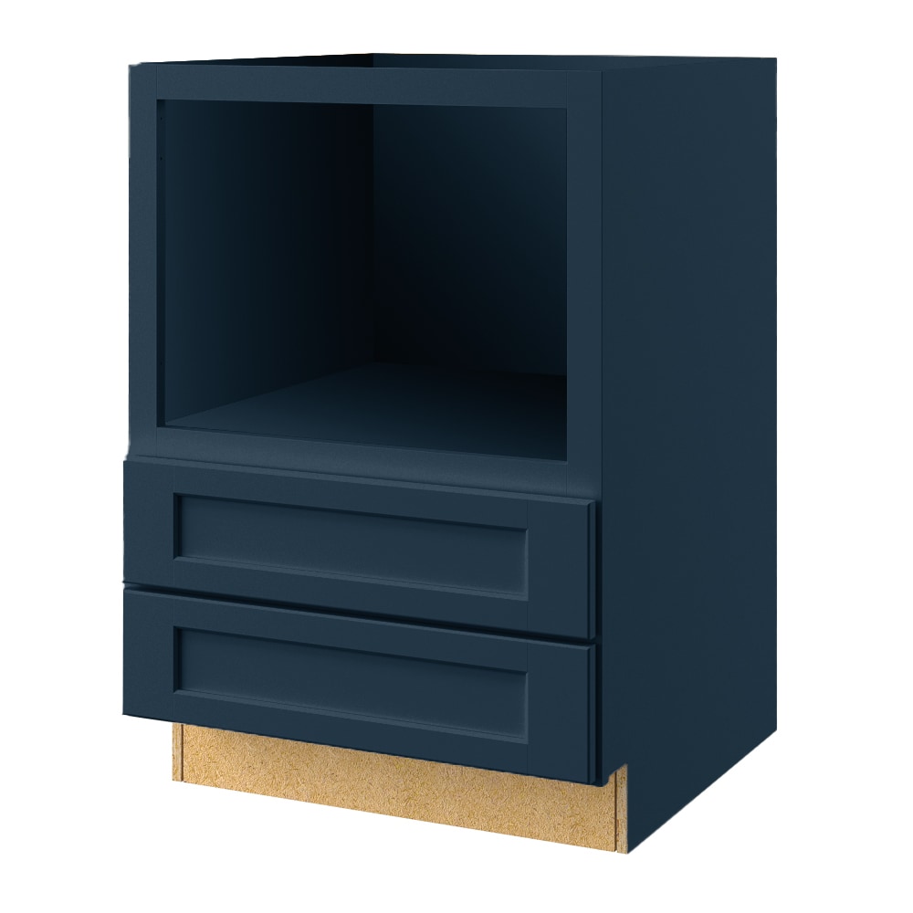 Port 30-in W x 34.5-in H x 24-in D Navy 2-Drawers Microwave Base Fully Assembled Cabinet (Flat Panel Style) in Blue | - allen + roth 57773NV