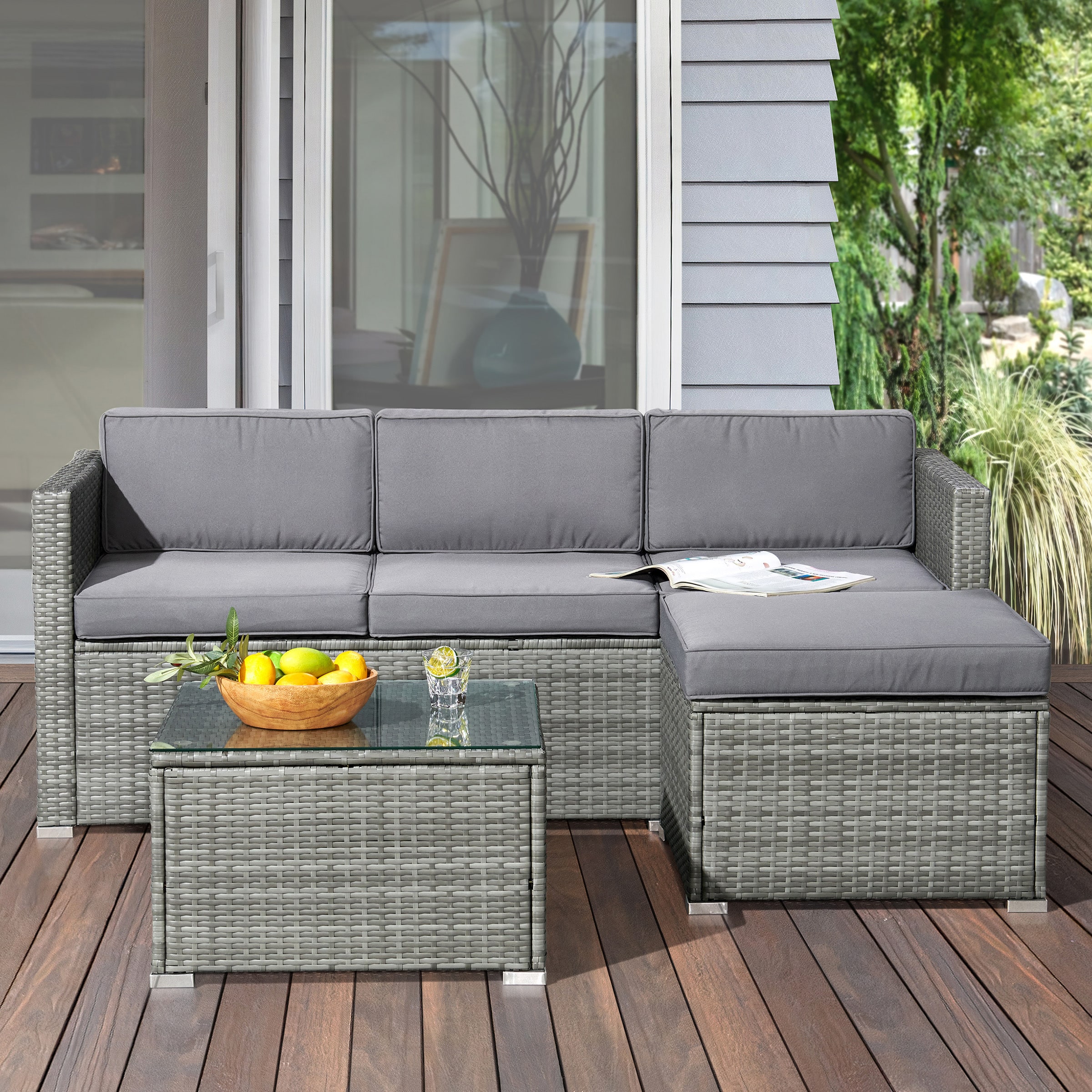 Lavish Home 80-OUTD-WK-SOFOTTBL Patio-Conversation-Sets - View #4