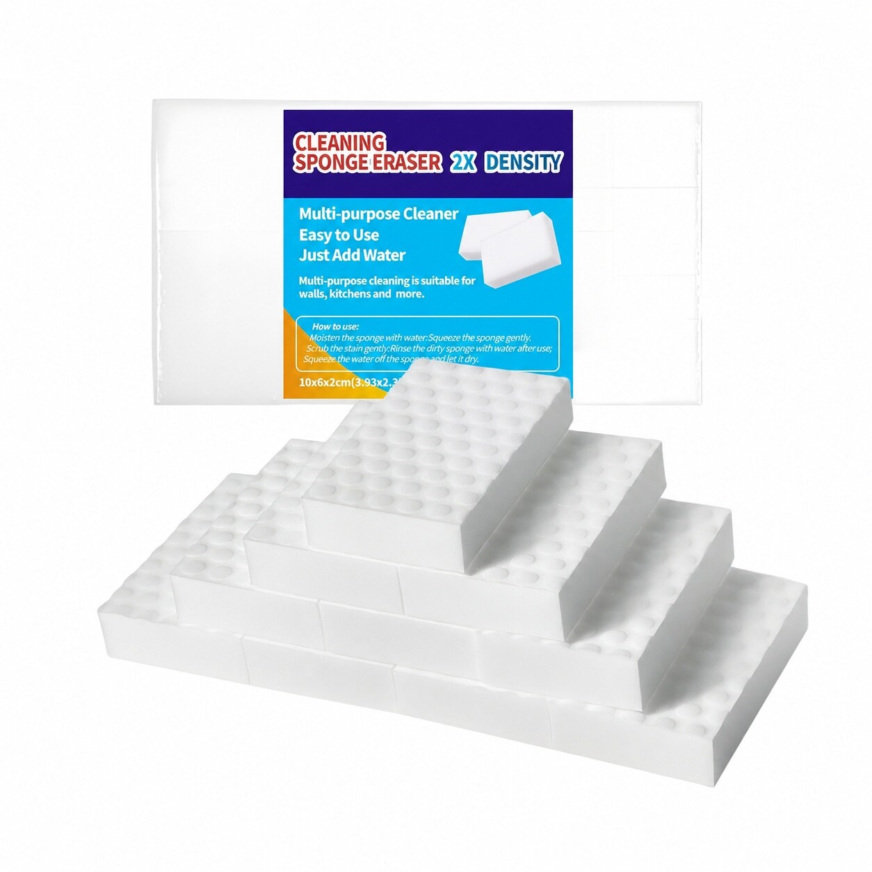 LAIFUCAM  Cleaning Sponges Eraser 10 Pack High Density Melamine Foam for Kitchen Bathroom Wall Sink Furniture Long Lasting Reusable White