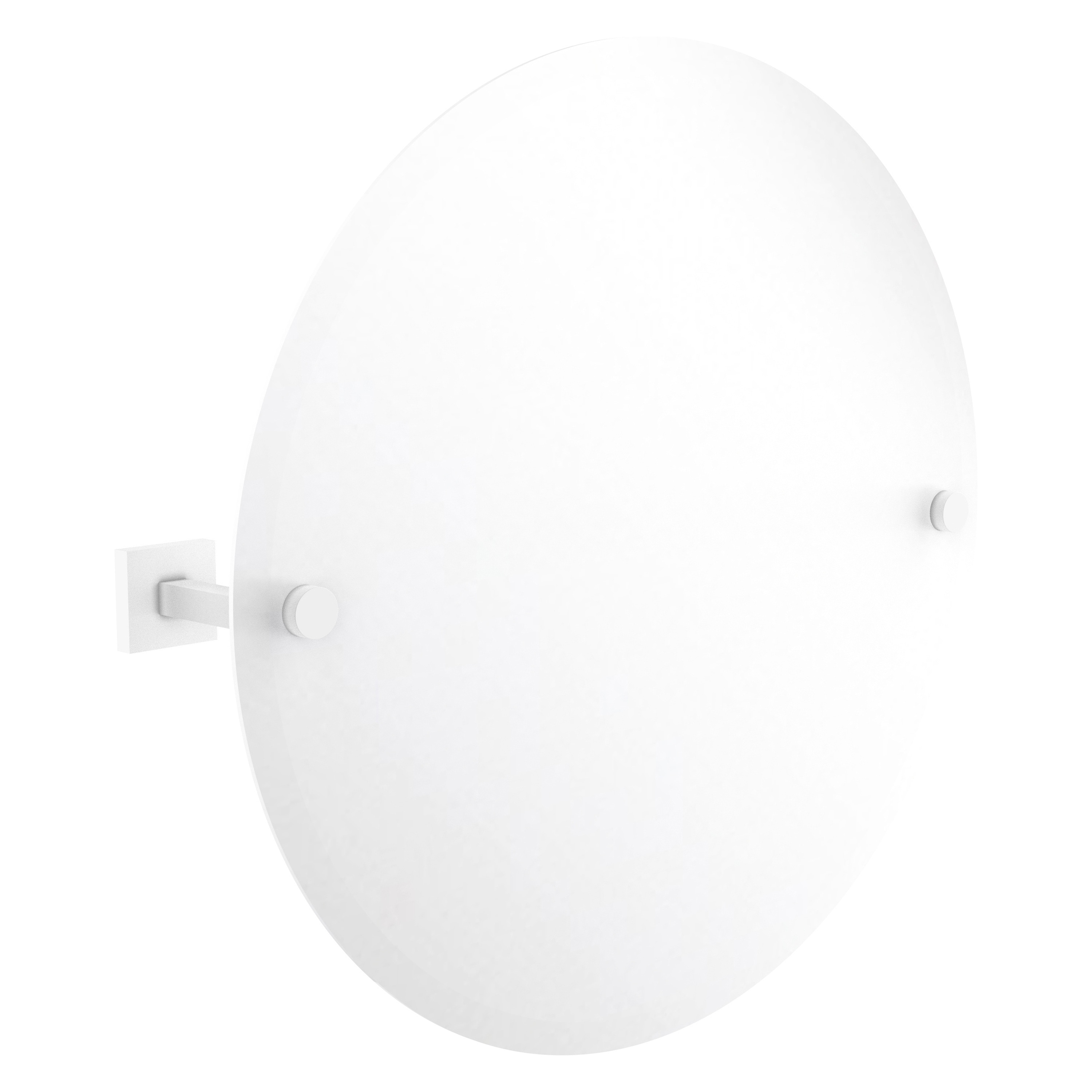 Allied Brass MT-90-WHM Montero 3.7-Inches x 22-Inches Beveled Frameless Round Tilting Bathroom Vanity Mirror ( Matte White )