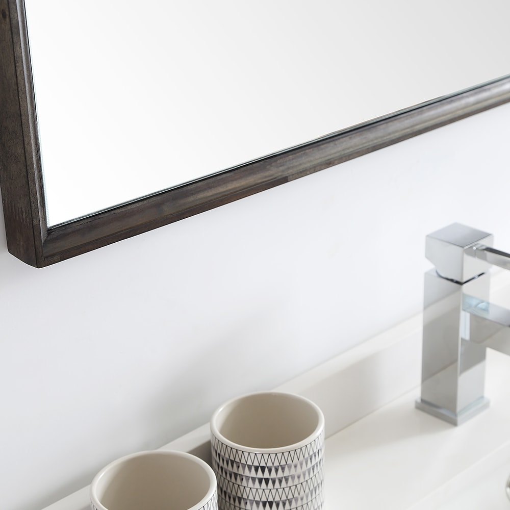 Elegant Acacia Wood 36" Vanity with Quartz Top and Open Shelf