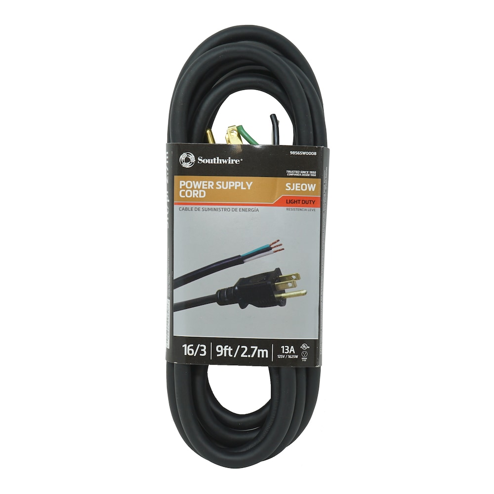 Southwire 9856SW0008 9-ft 13 -Amp 3 -Prong Black Universal appliance Appliance Power Cord