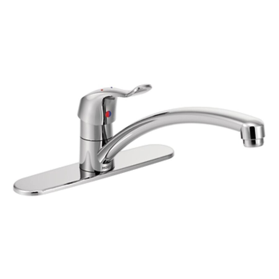 Moen M-Bition Chrome 1-Handle Deck-Mount Low-Arc Handle Commercial Kitchen Faucet (Deck Plate Included) Moen M-Bition Chrome 1-Handle Deck-Mount Low-Arc Handle Commercial Kitchen Faucet (Deck Plate Included)