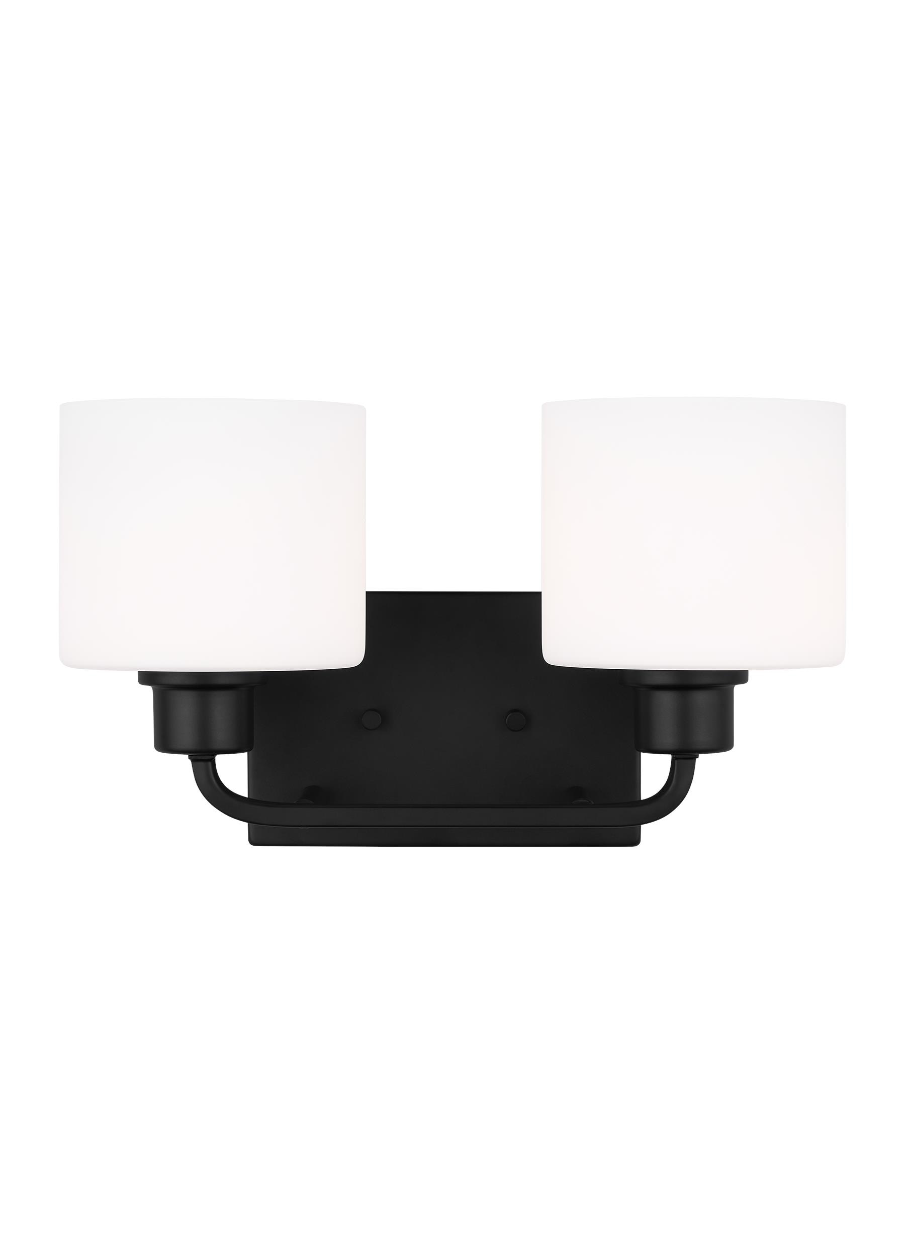Midnight Black 2-Light Vanity Fixture with Etched Glass Shades