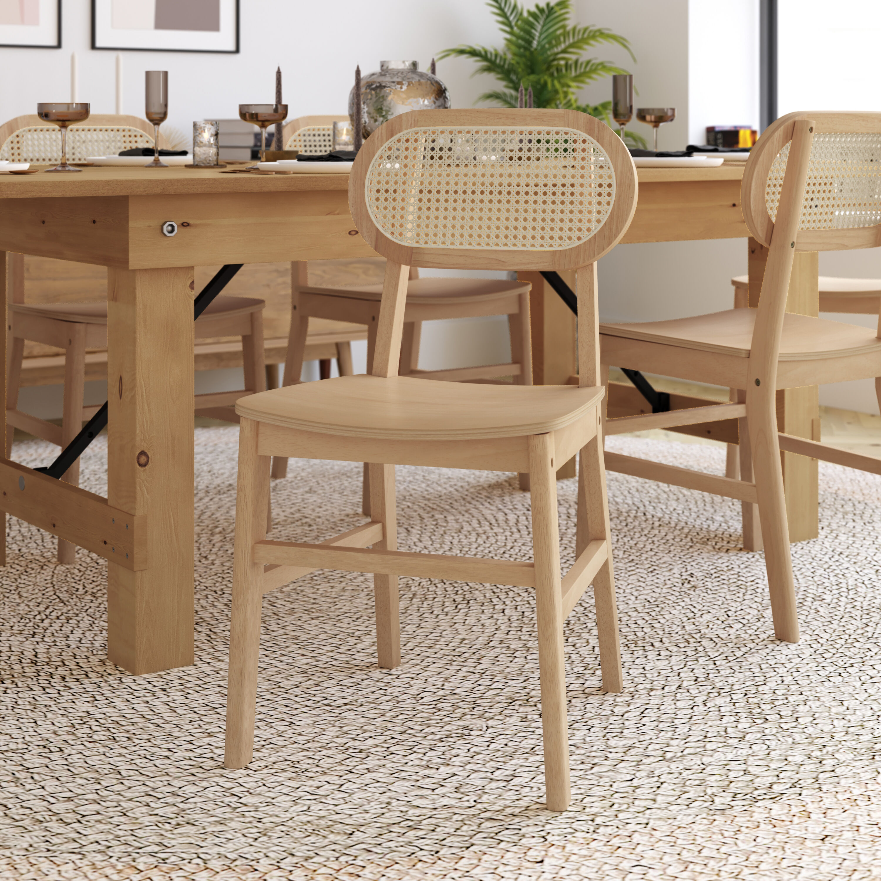 Taylor & Logan 196861111792 Set of 2 Danny Contemporary/Modern Dining Side Chair (Wood Frame)