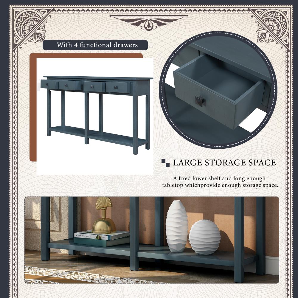 CASAINC Rustic Antique Navy Console Table at Lowes.com