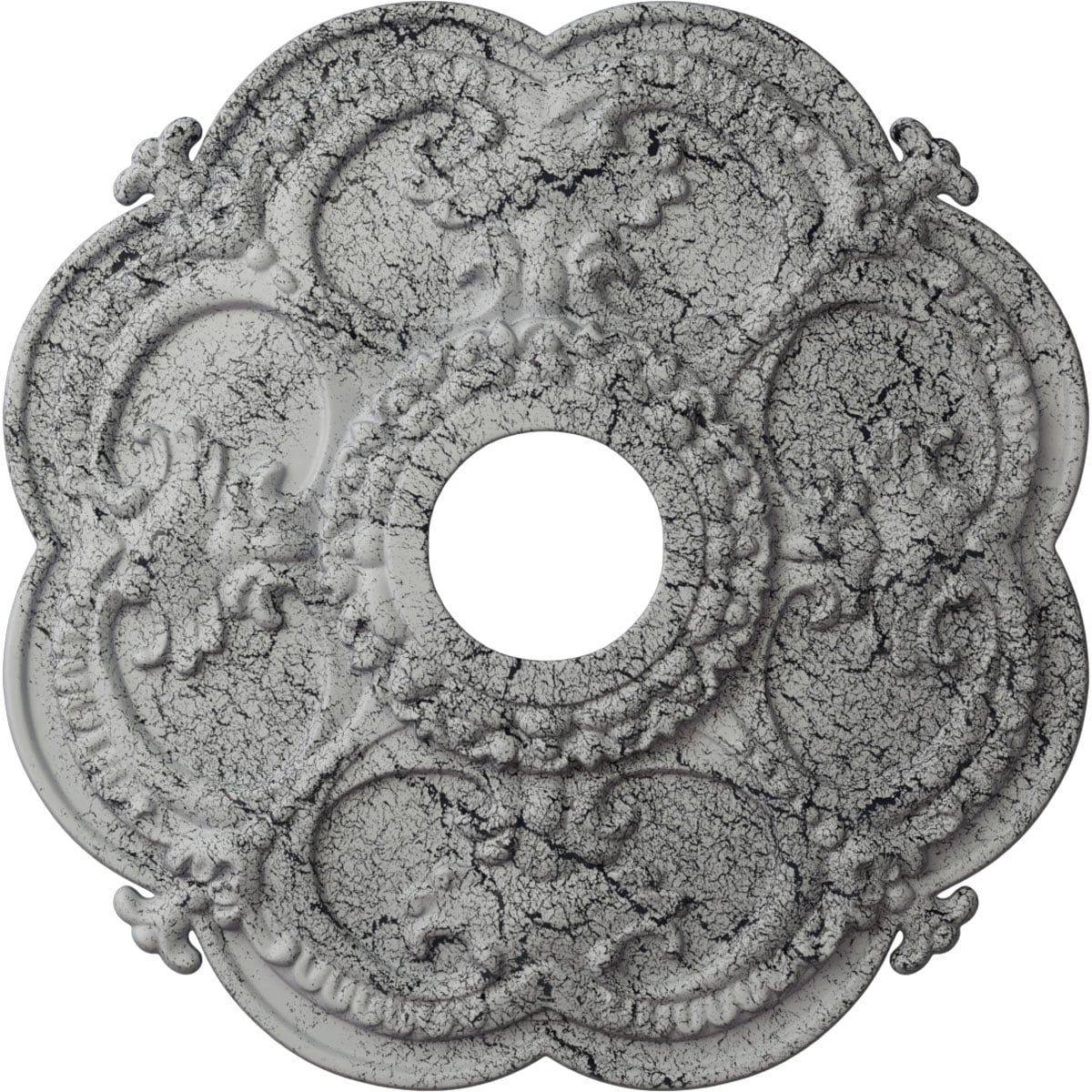 Ekena Millwork CM17ROUWC Rotherham 18-in W x 18-in L Painted Ultra Pure White Crackle Polyurethane Whole Ceiling Medallion