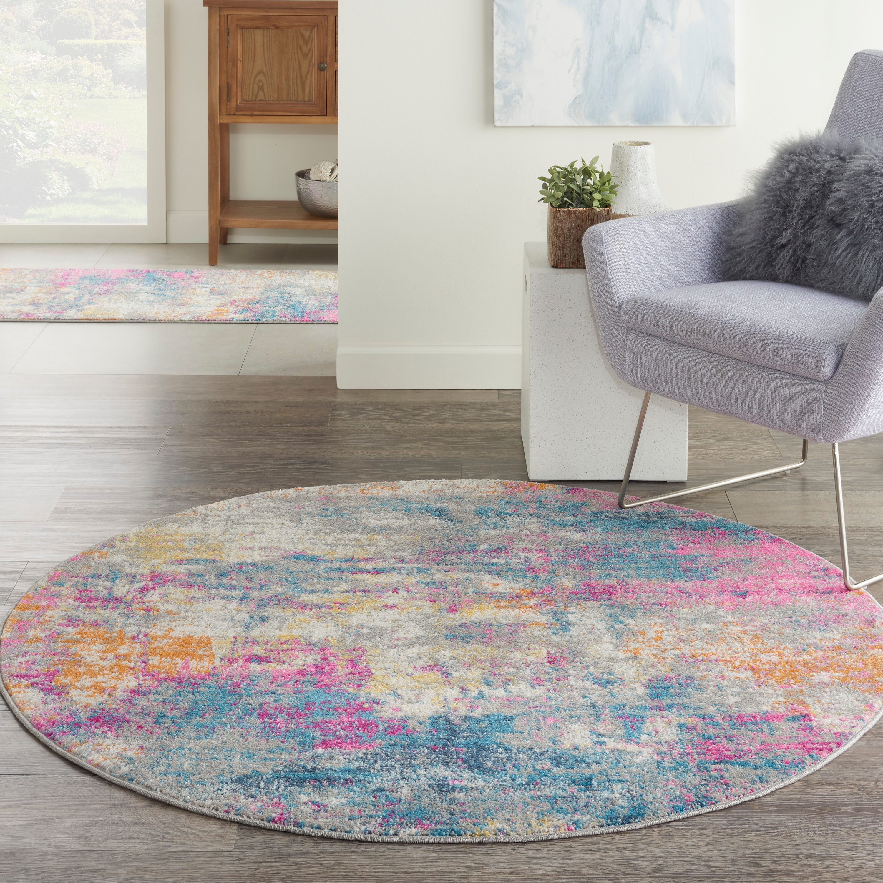 Nourison 99446780423 Passion 4 x 4 (ft) Loomed Polypropylene Ivory/multi Round Indoor Area rug