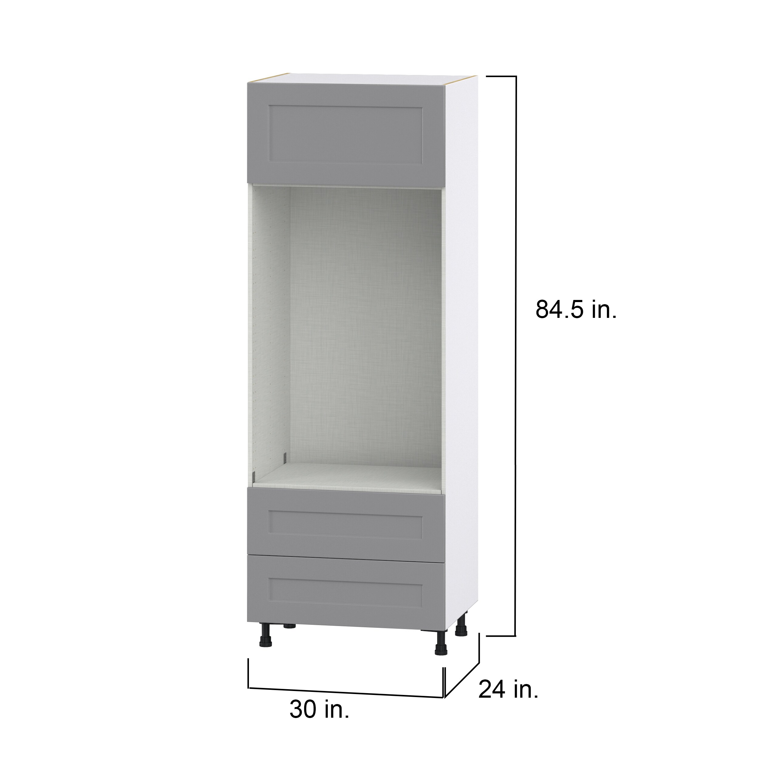 Hugo&Borg Beaumont 30-in W x 84.5-in H x 24-in D Slate Gray 2-Drawers Microwave Base Fully Assembled Cabinet (Flat Panel Shaker Style)