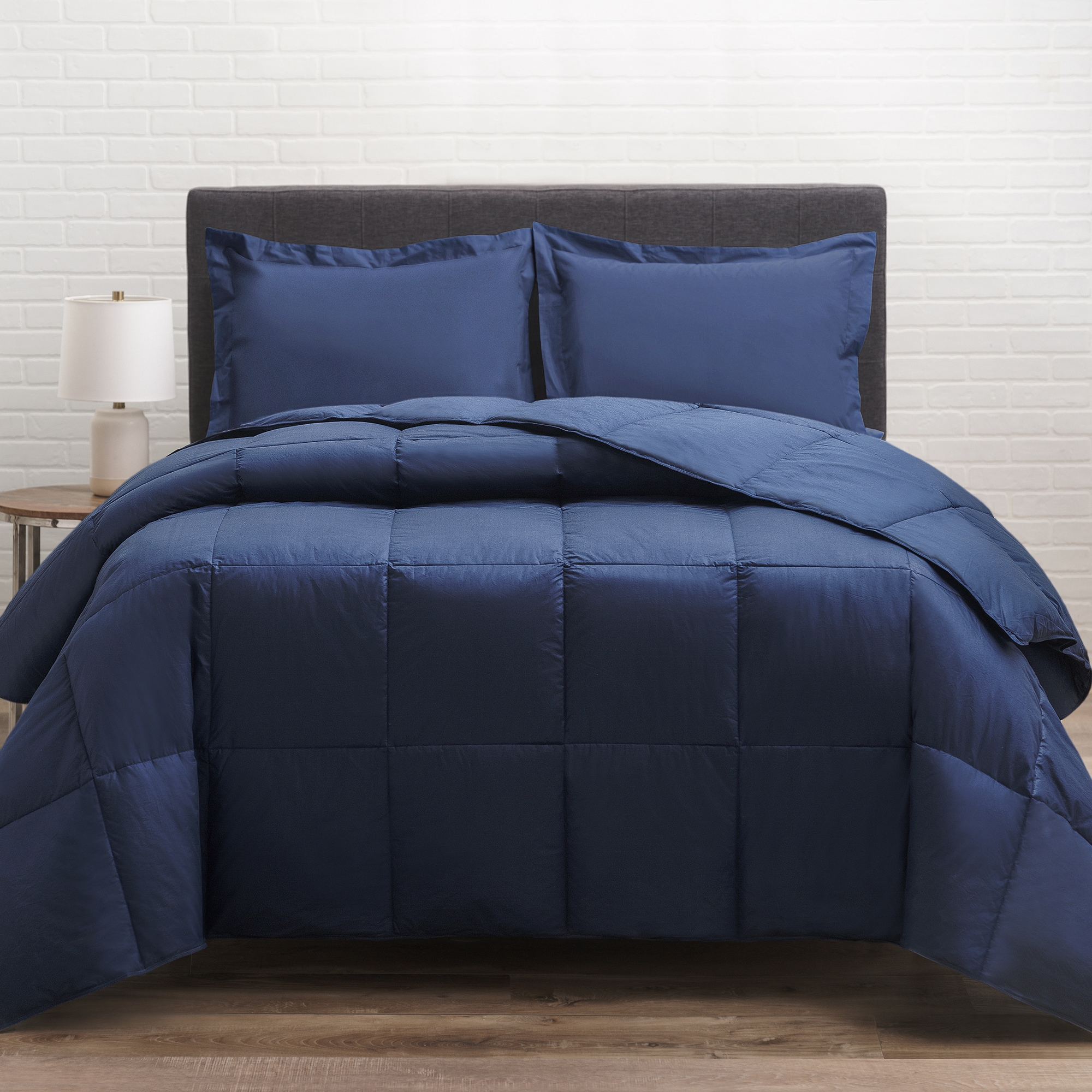 Cozy Essentials Navy Solid Twin Comforter Cotton with (Down Fill) in the  Comforters & Bedspreads department at