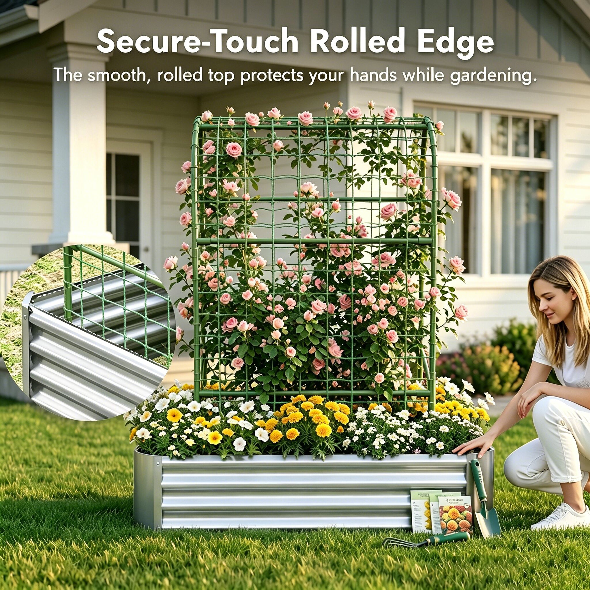 KTMBDW Galvanized Metal Raised Garden Bed 47.3-in L x 24-in W x 12-in H ...